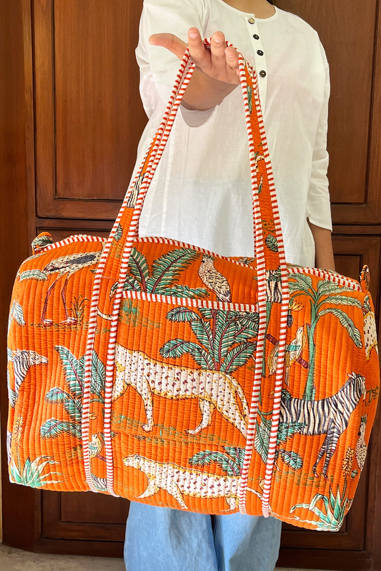 Peach Palm Duffle Bag