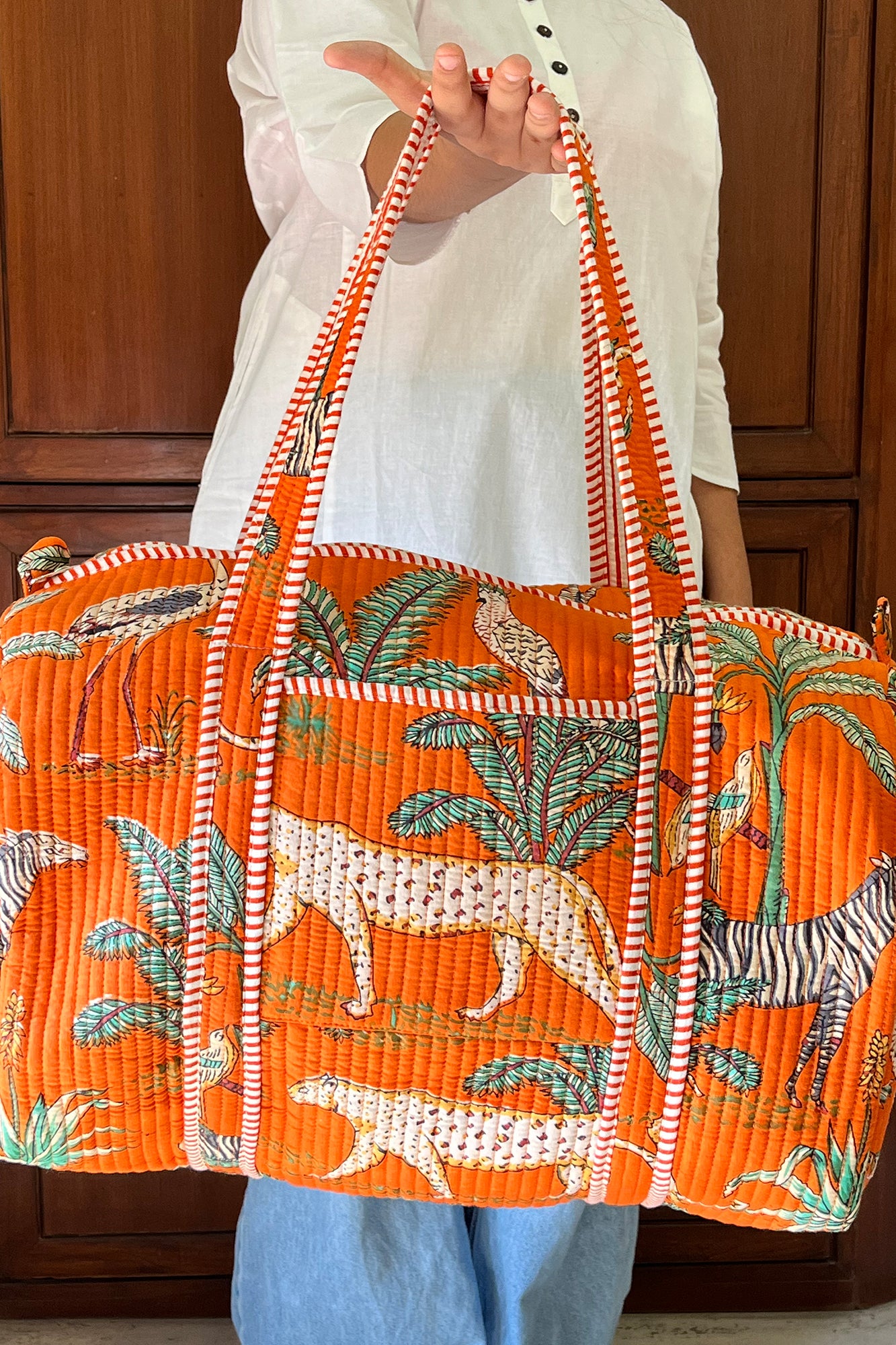 Peach Palm Duffle Bag