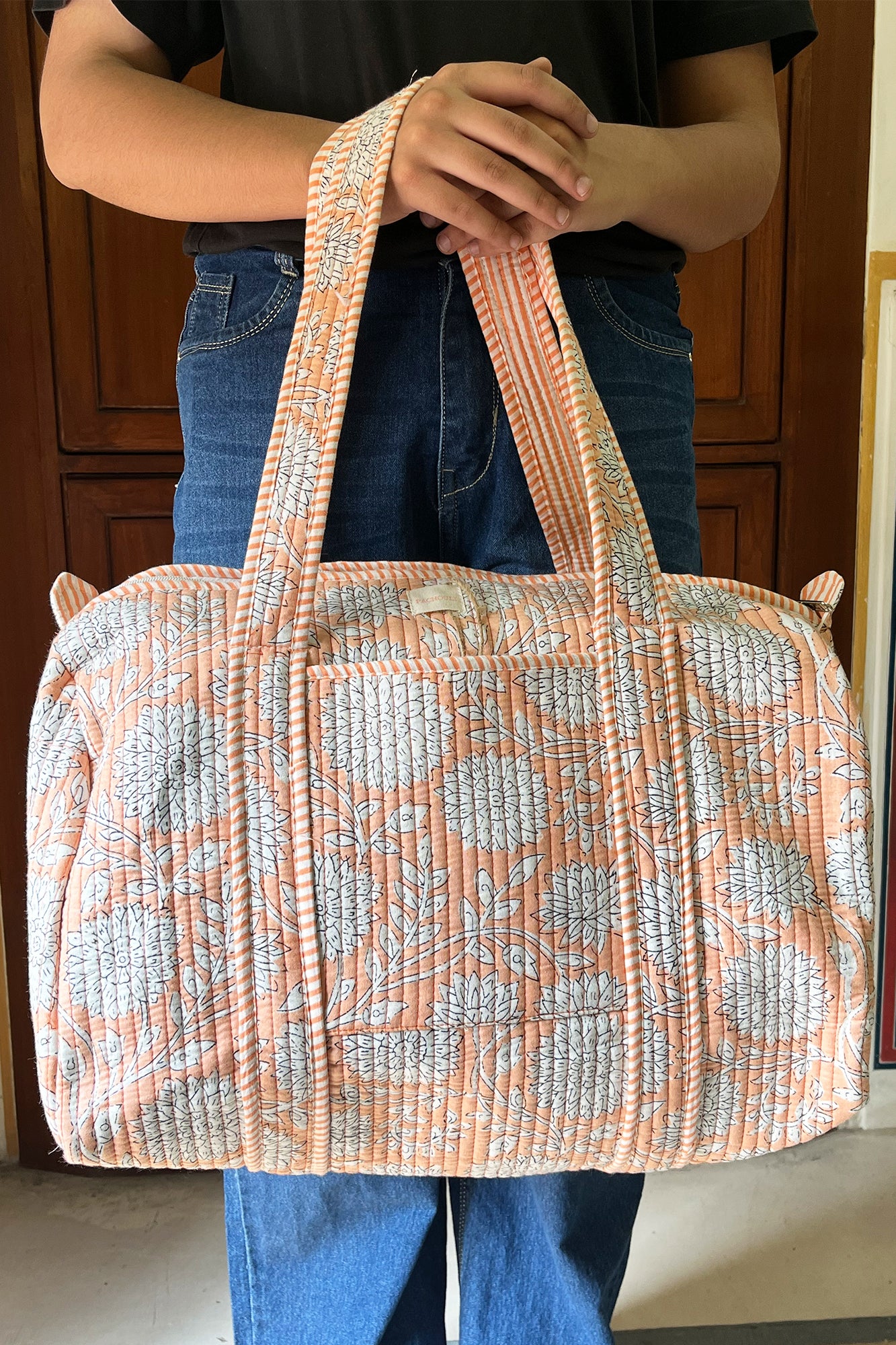 Sunflower Peach Duffle Bag