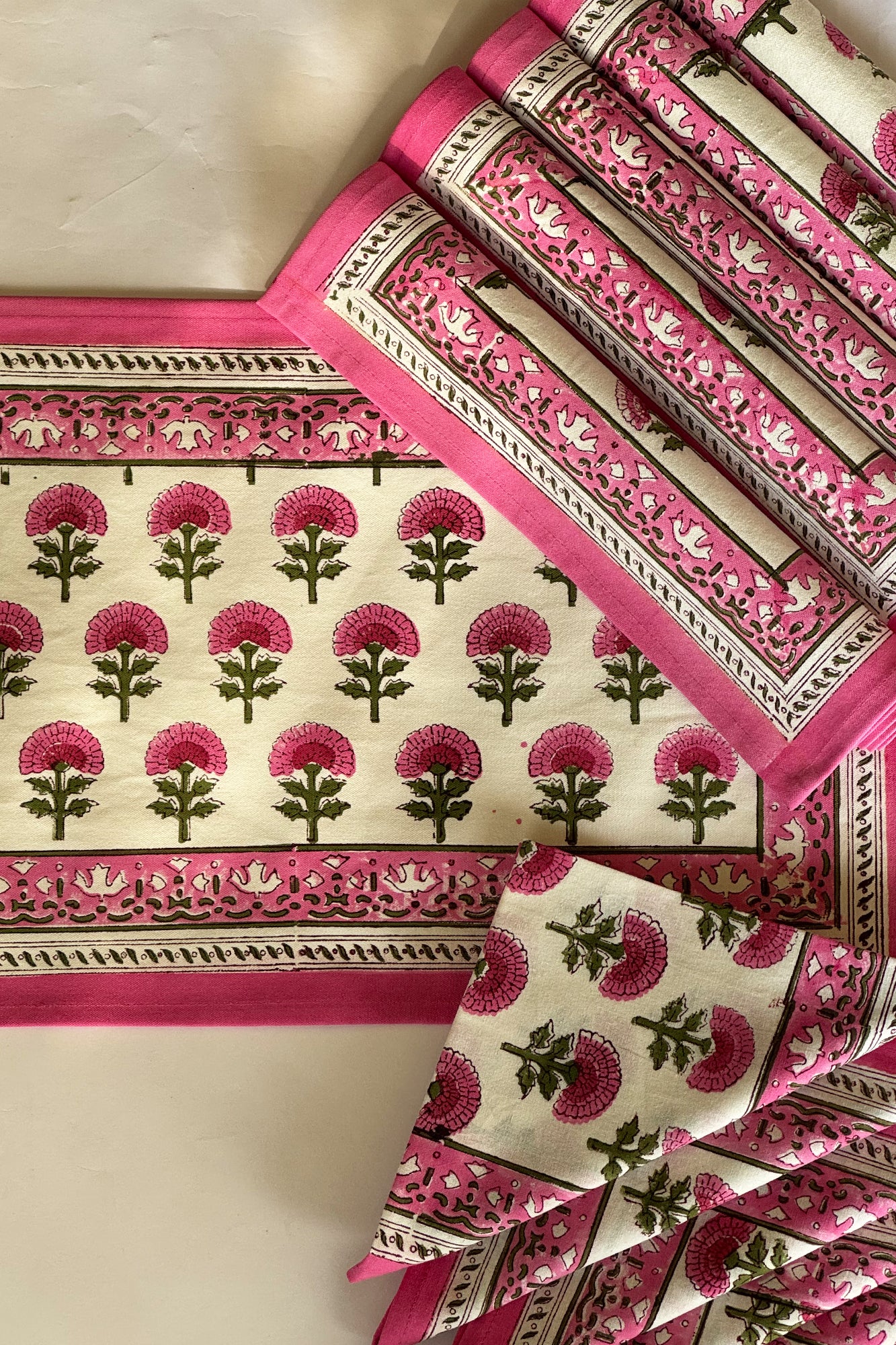 Pink Marigolds Placemat Set of 12