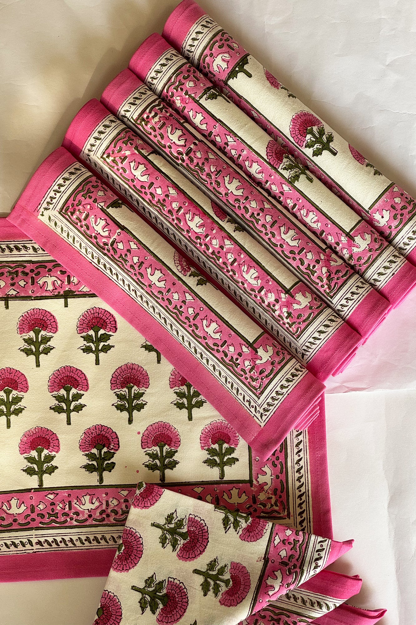 Pink Marigolds Placemat Set of 12
