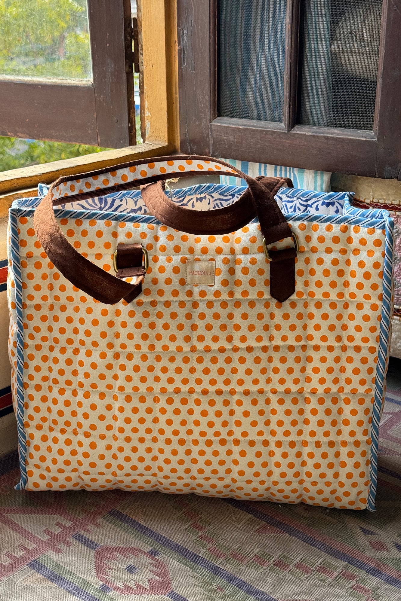 Yellow Dots Quilted Reversible Bag