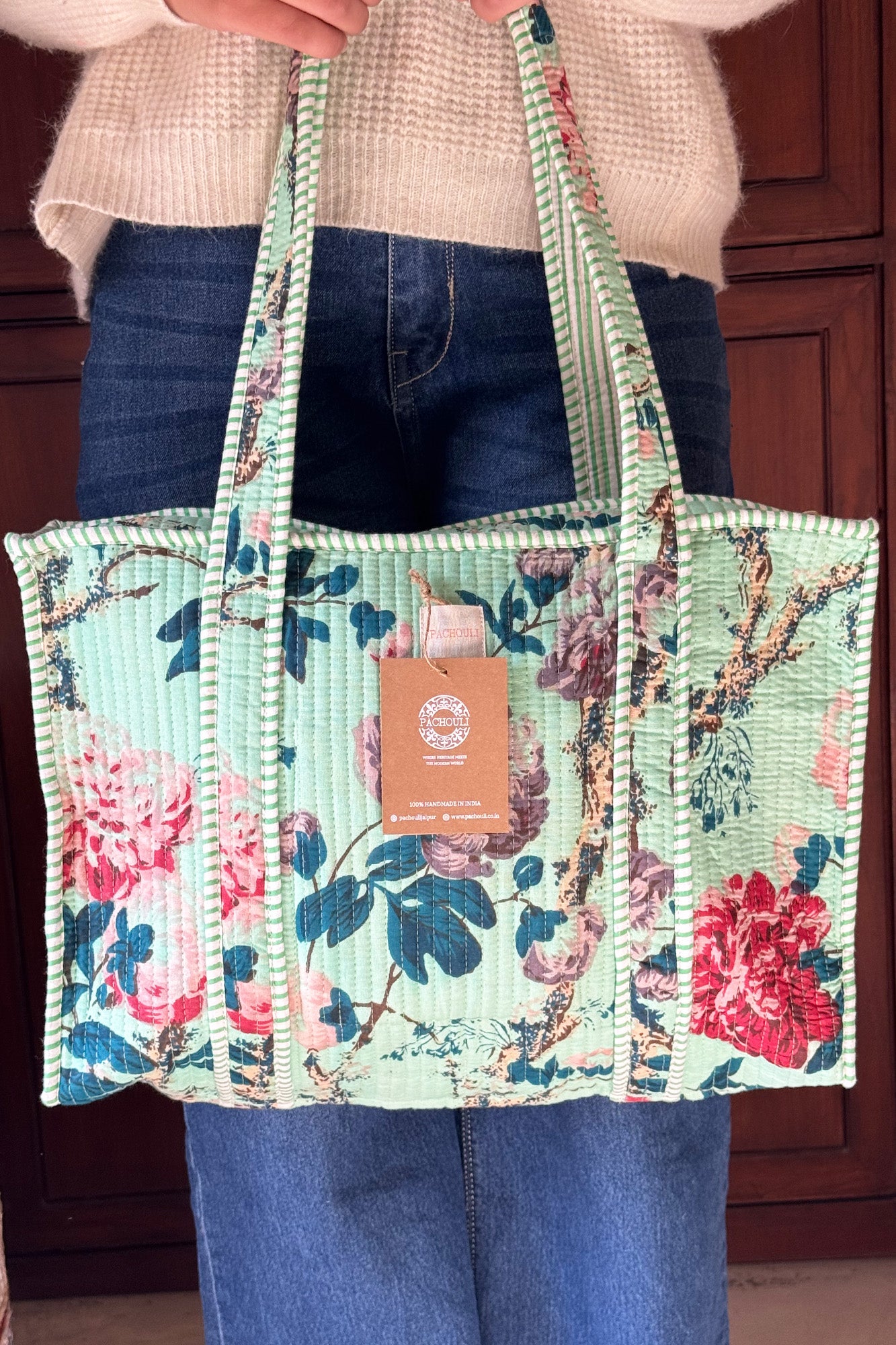 Gardenia Quilted Tote Bag