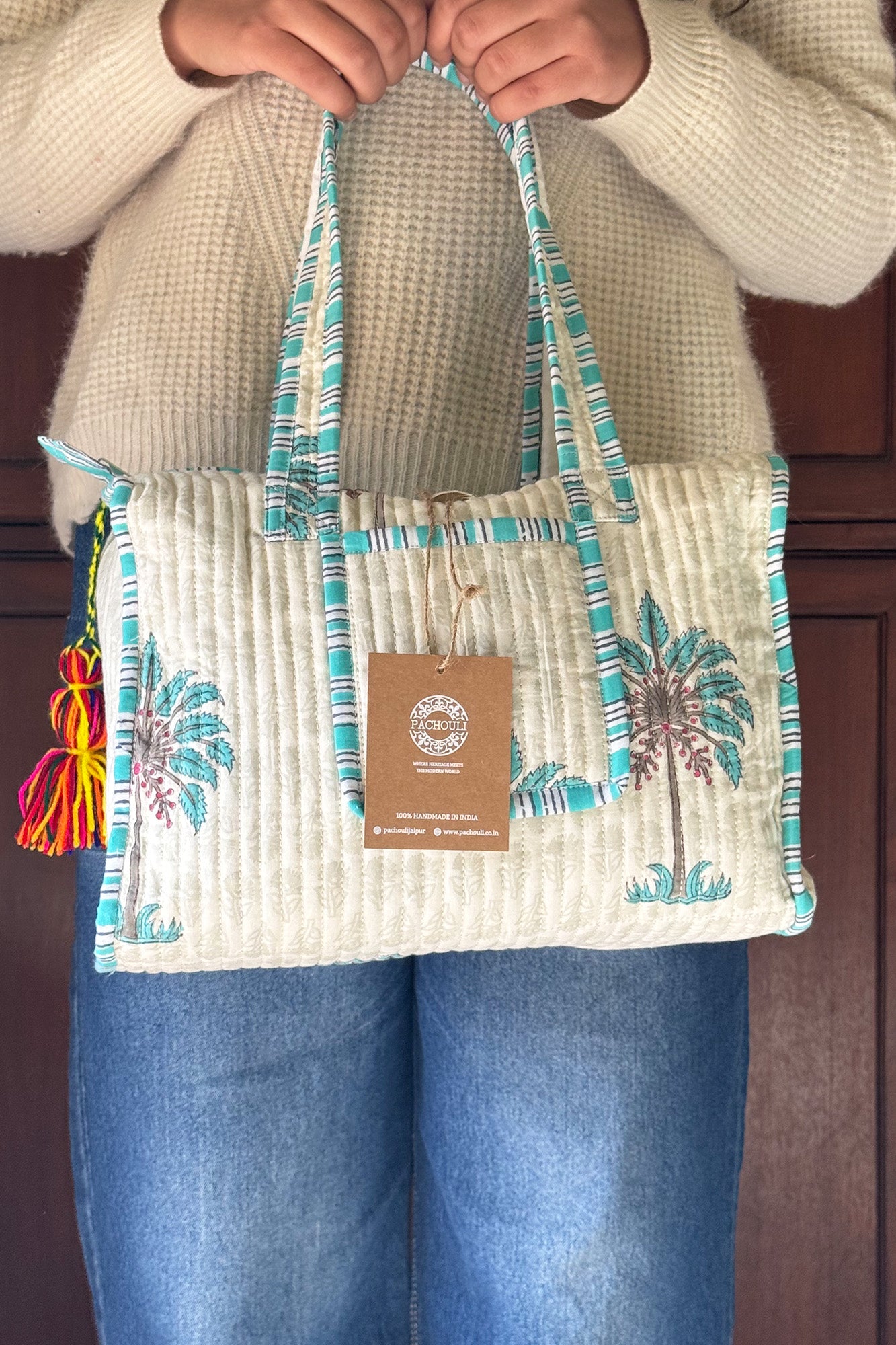 Green Palm Small Duffle Bag