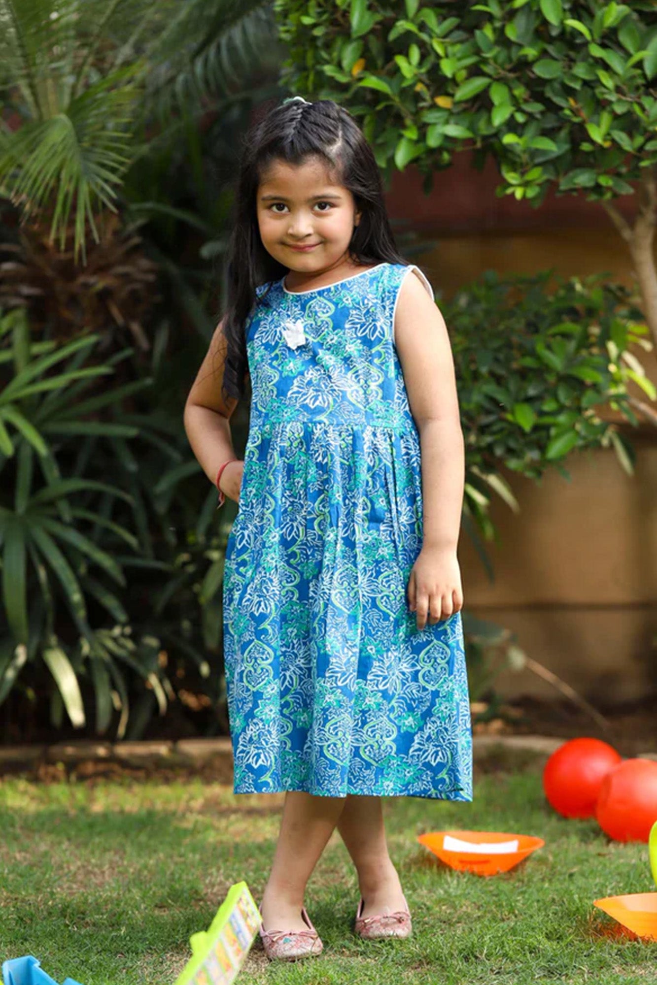 Frock Girl Blue Bow