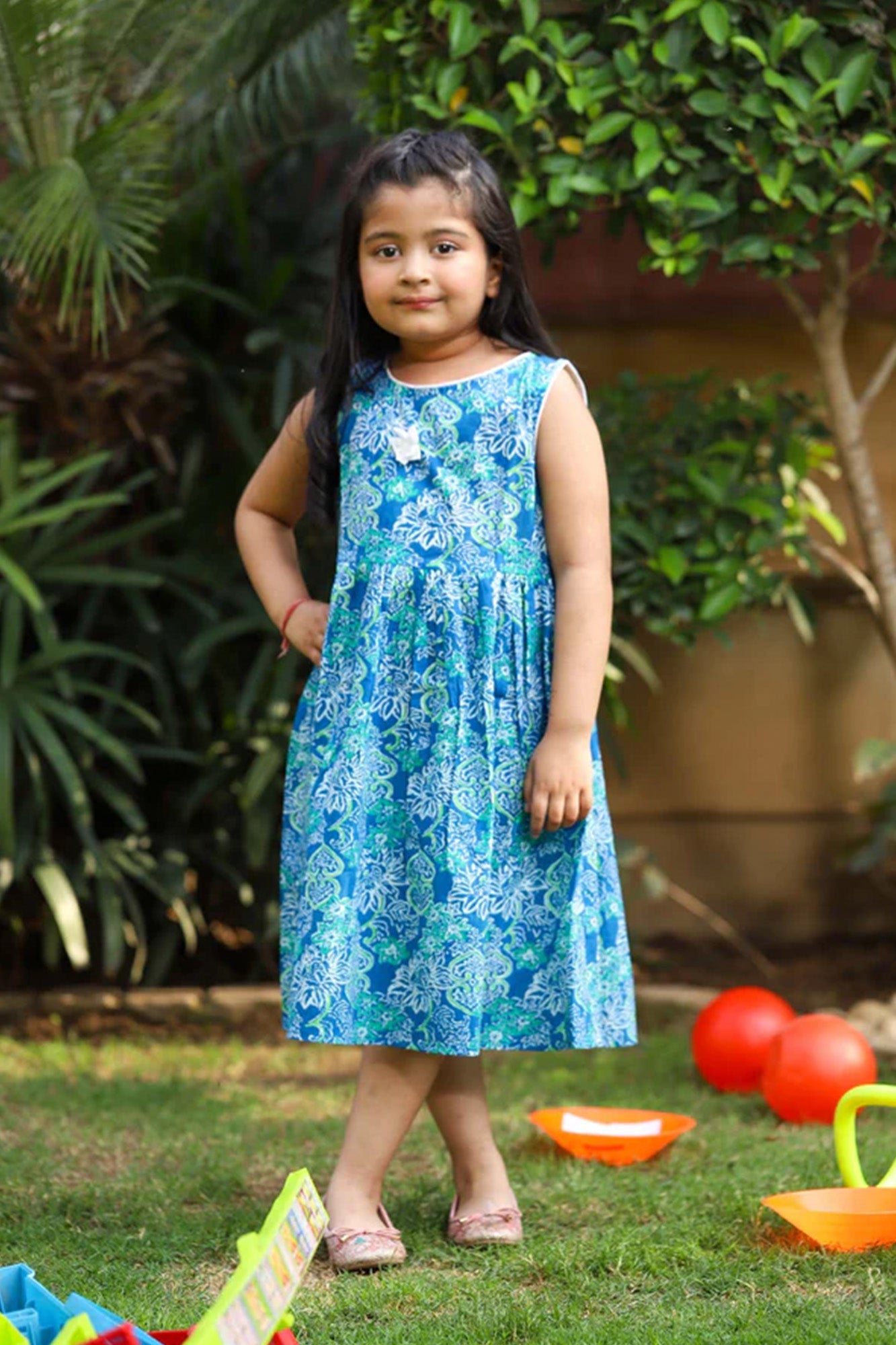 Frock Girl Blue Bow