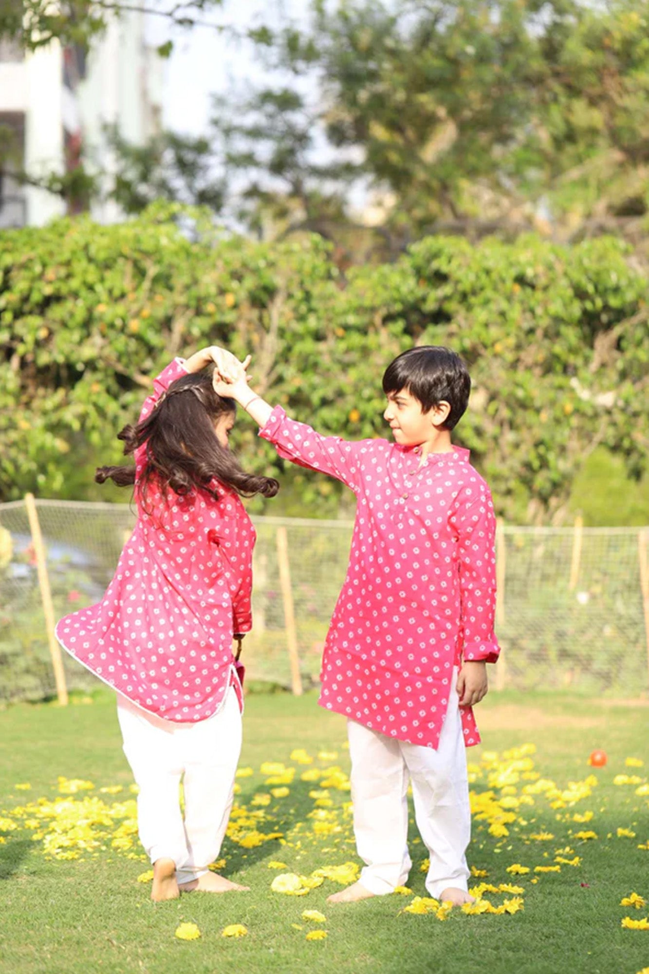 Boy Kurta Pink Bandhej