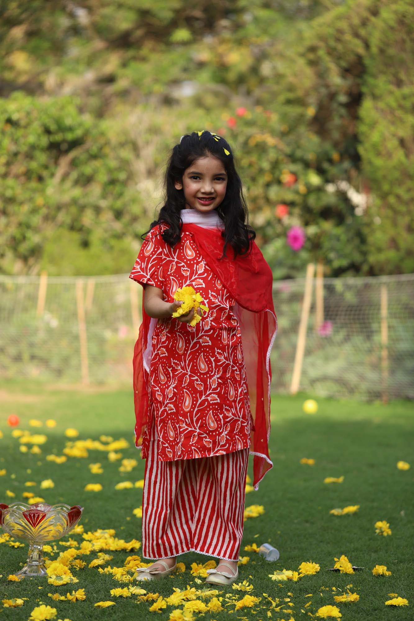 Girl Red Paisley Suit Set S/3