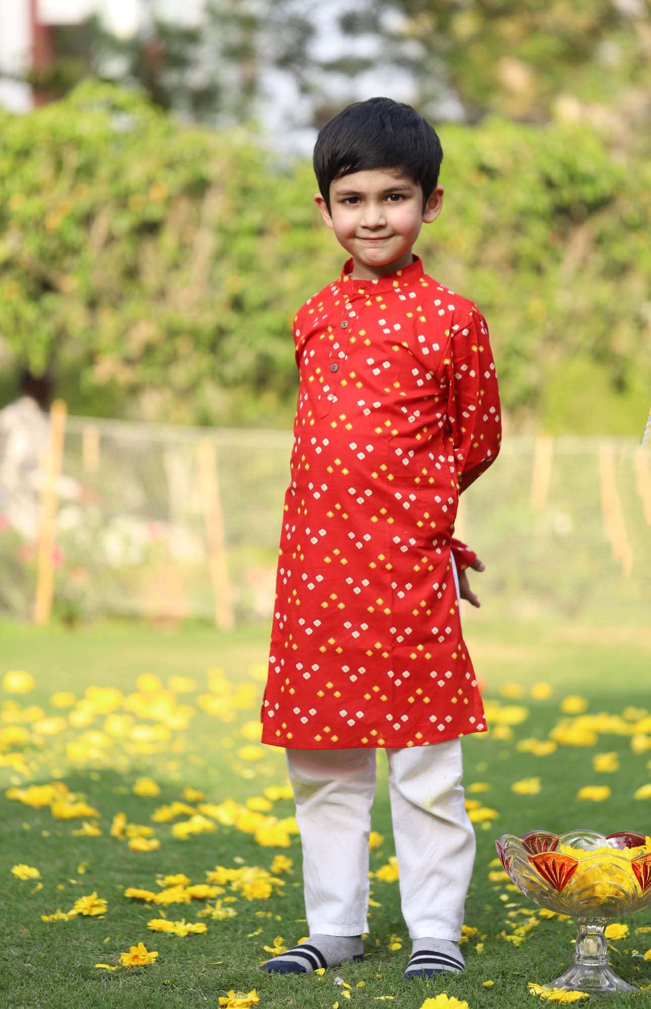 Boy kurta Red Bandhej