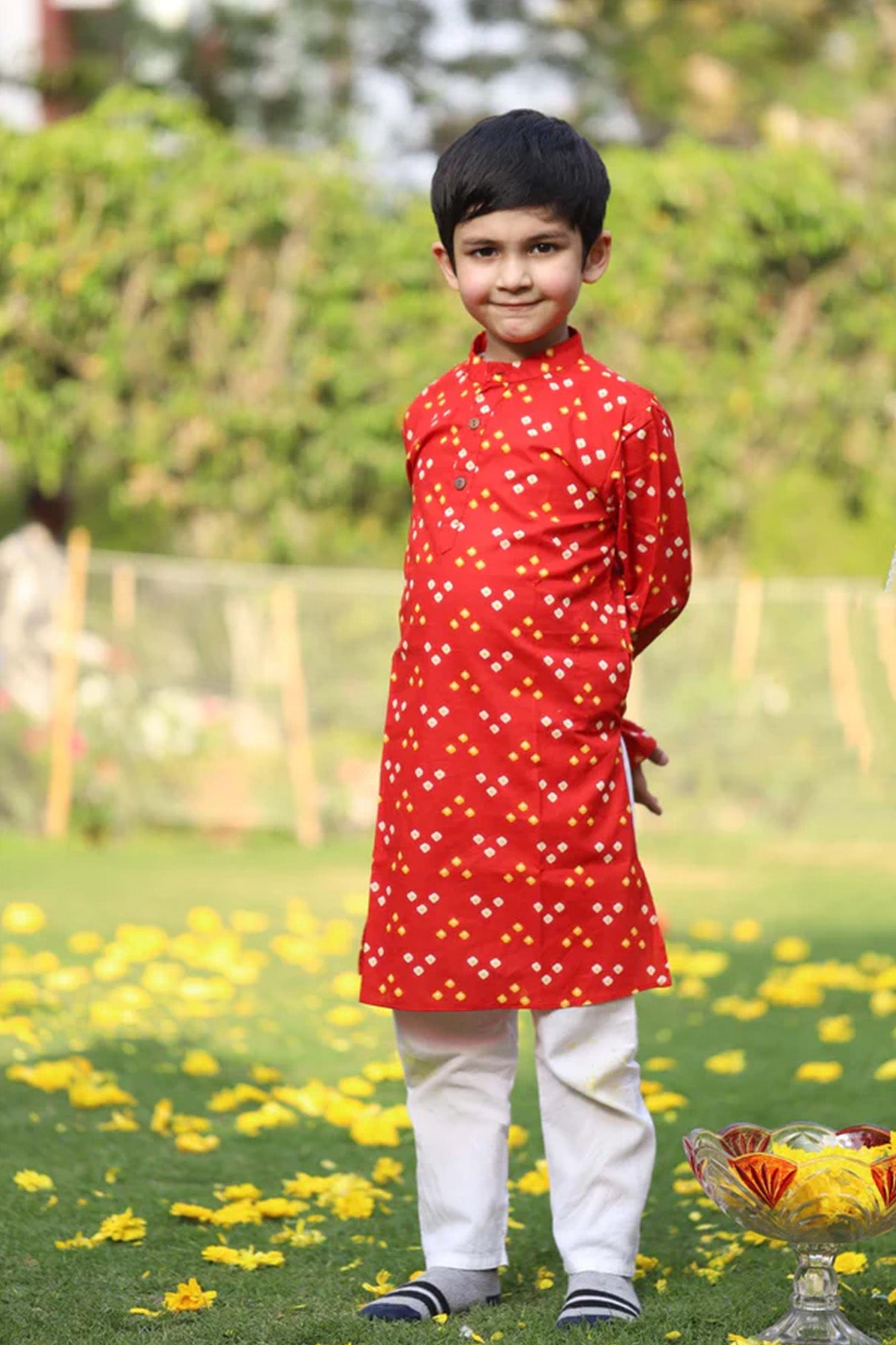 Boy kurta Red Bandhej