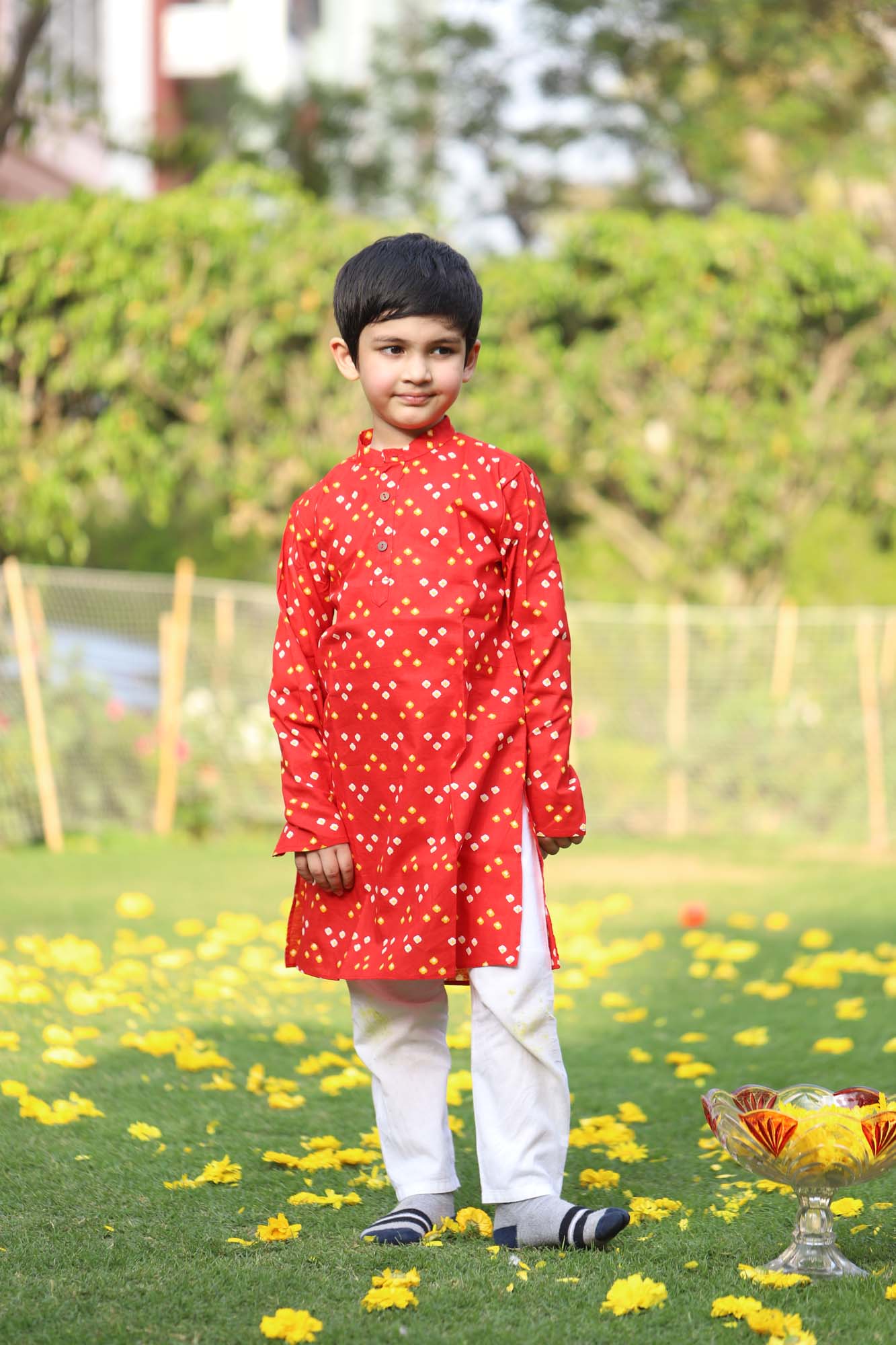 Boy kurta Red Bandhej