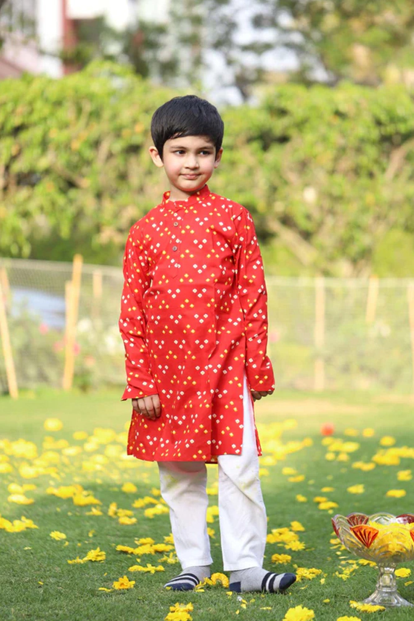 Boy kurta Red Bandhej