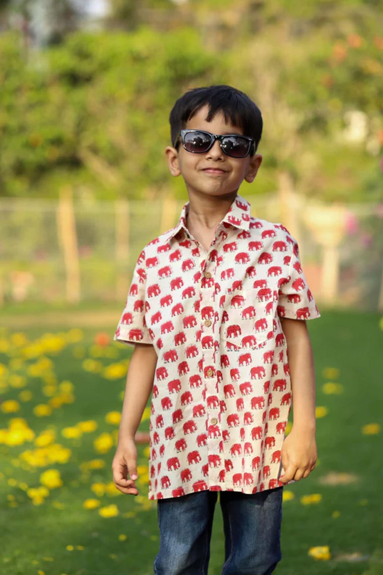 Boy Shirt Red Elephant