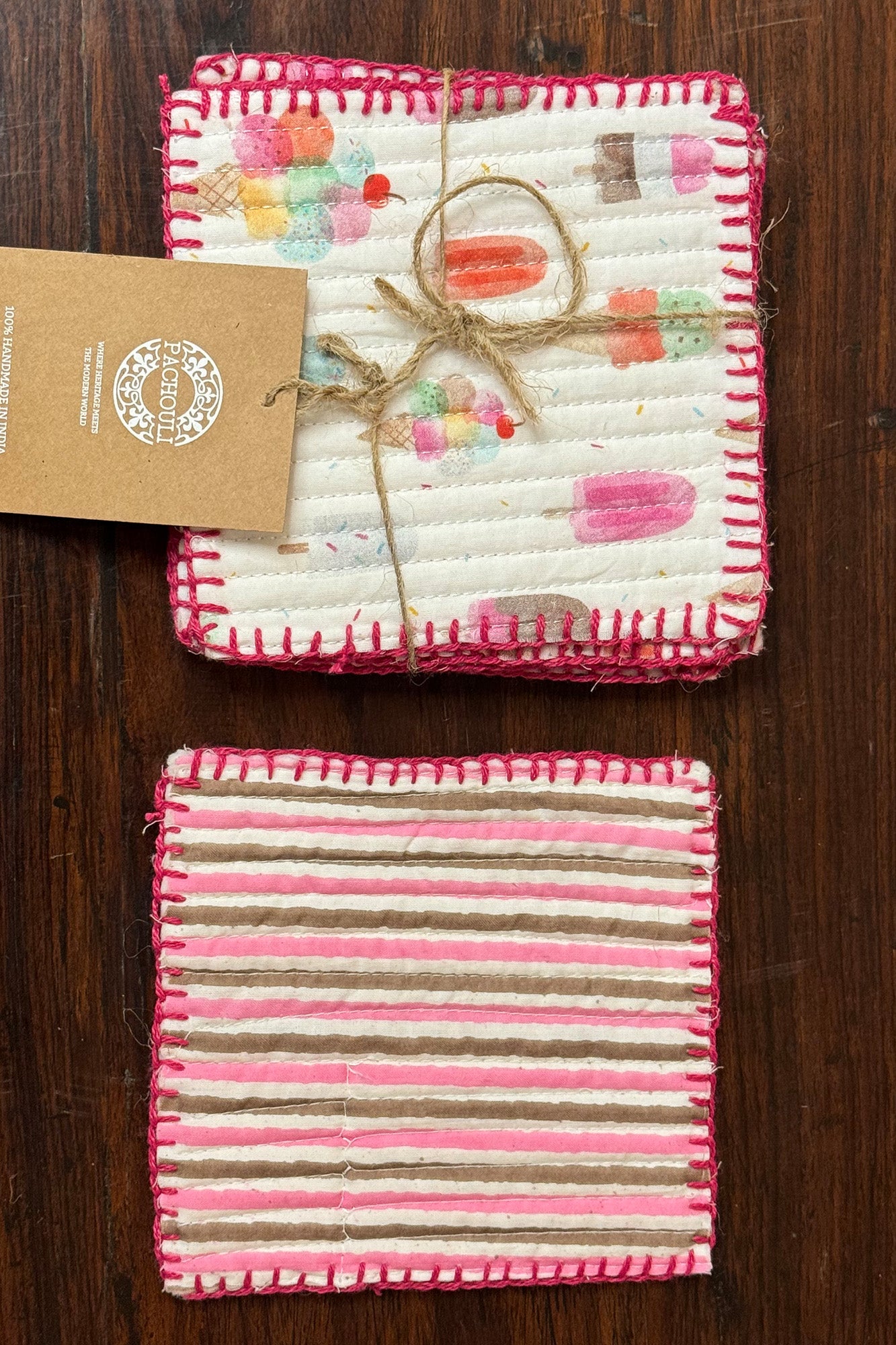 Ice Cream Quilted Reversible Coaster Set