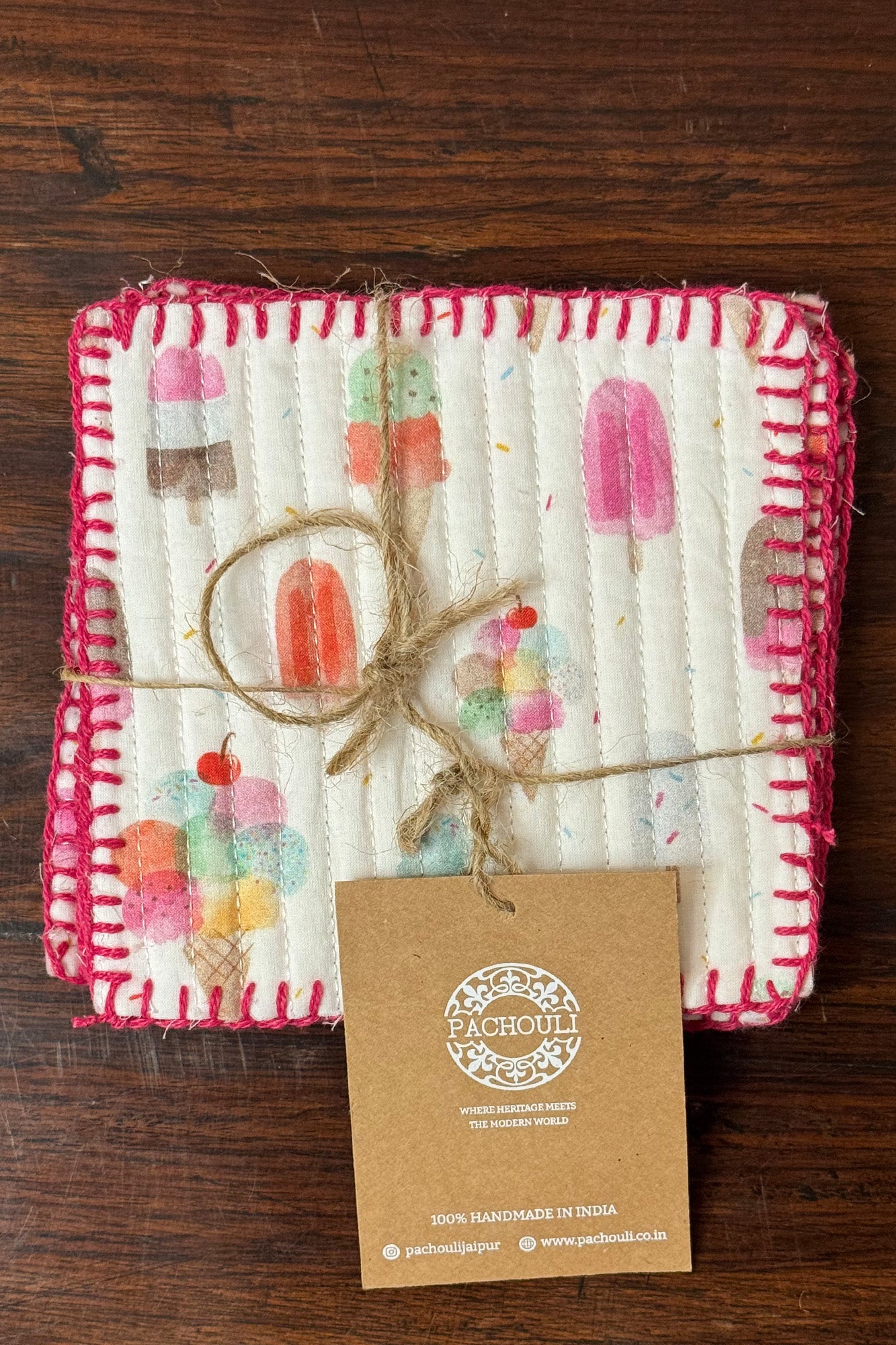 Ice Cream Quilted Reversible Coaster Set