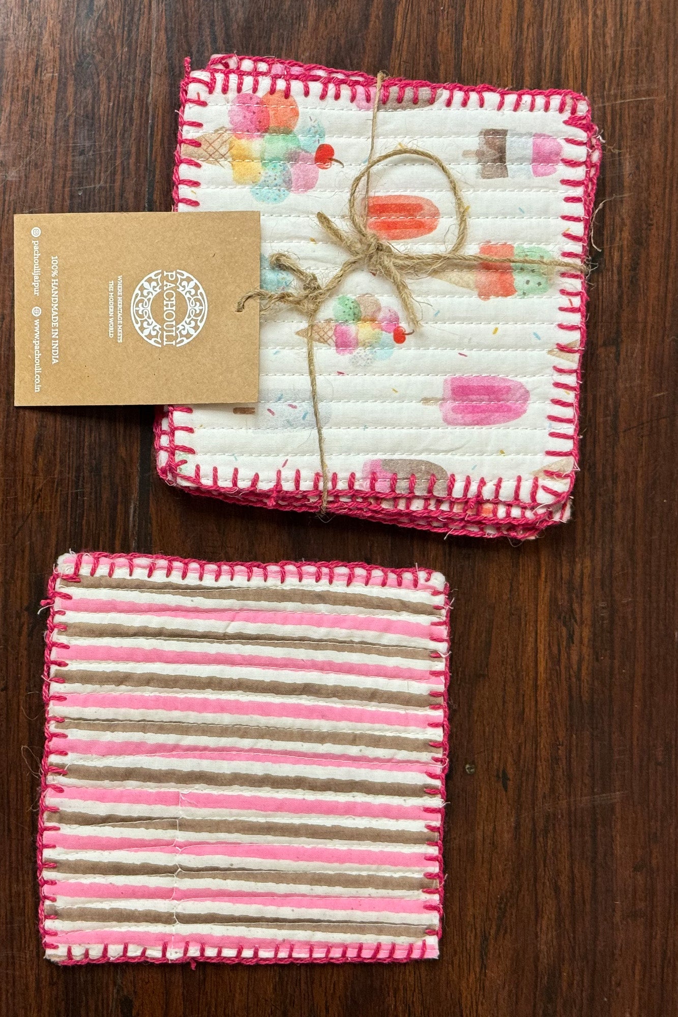 Ice Cream Quilted Reversible Coaster Set