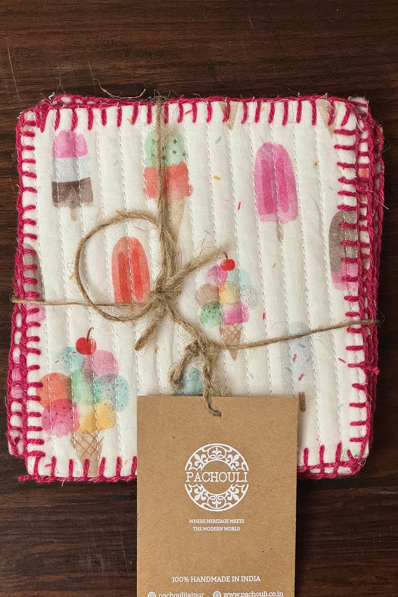 Ice Cream Quilted Reversible Coaster Set