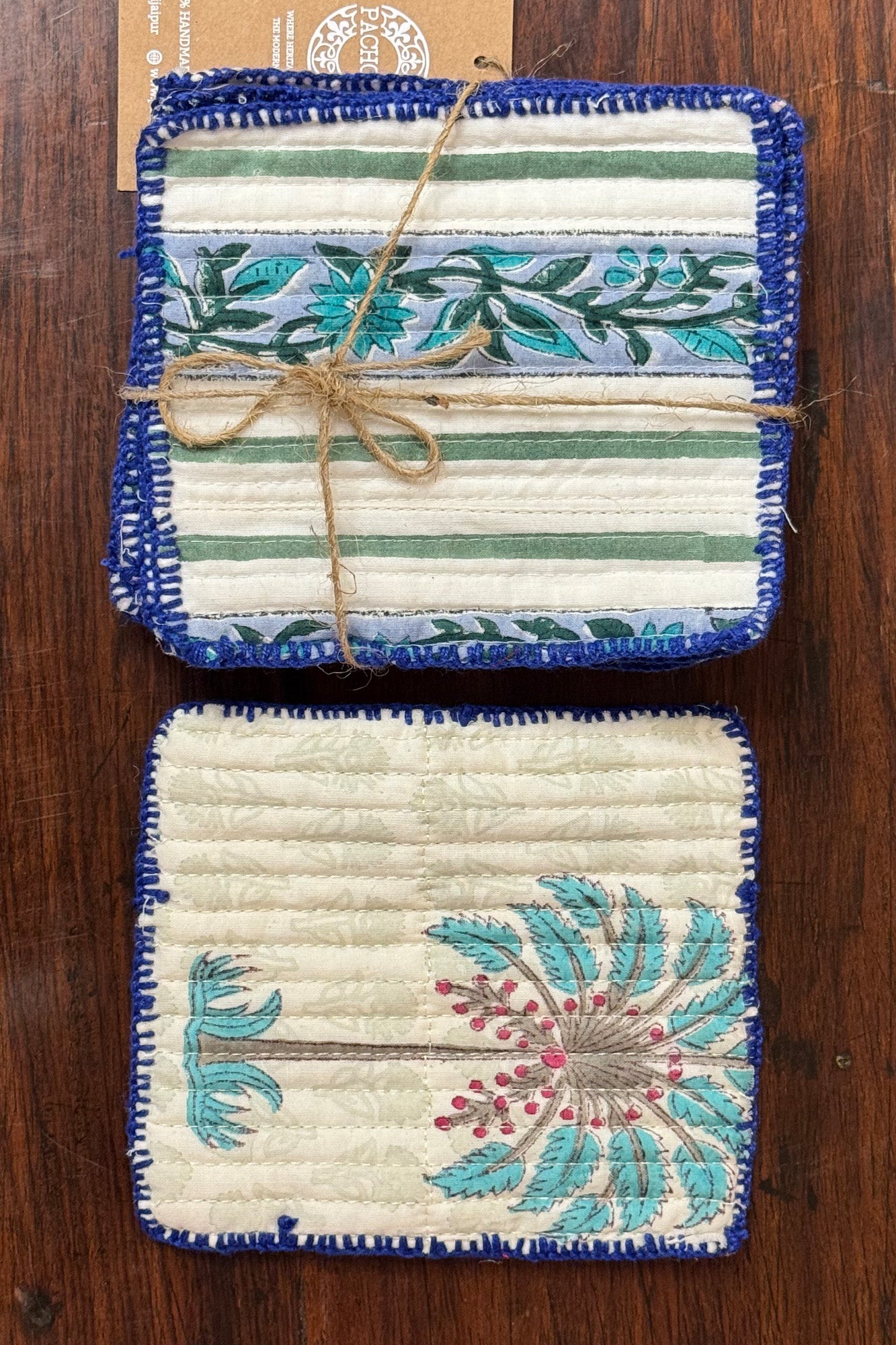 Palm Tree Quilted Reversible Coaster Set