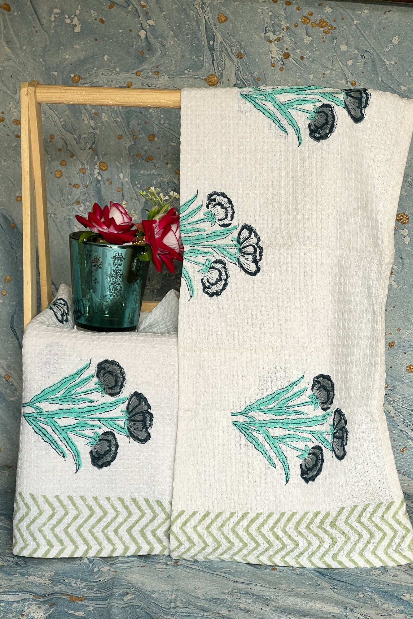 Blue Periwinkle Hand Towel Set