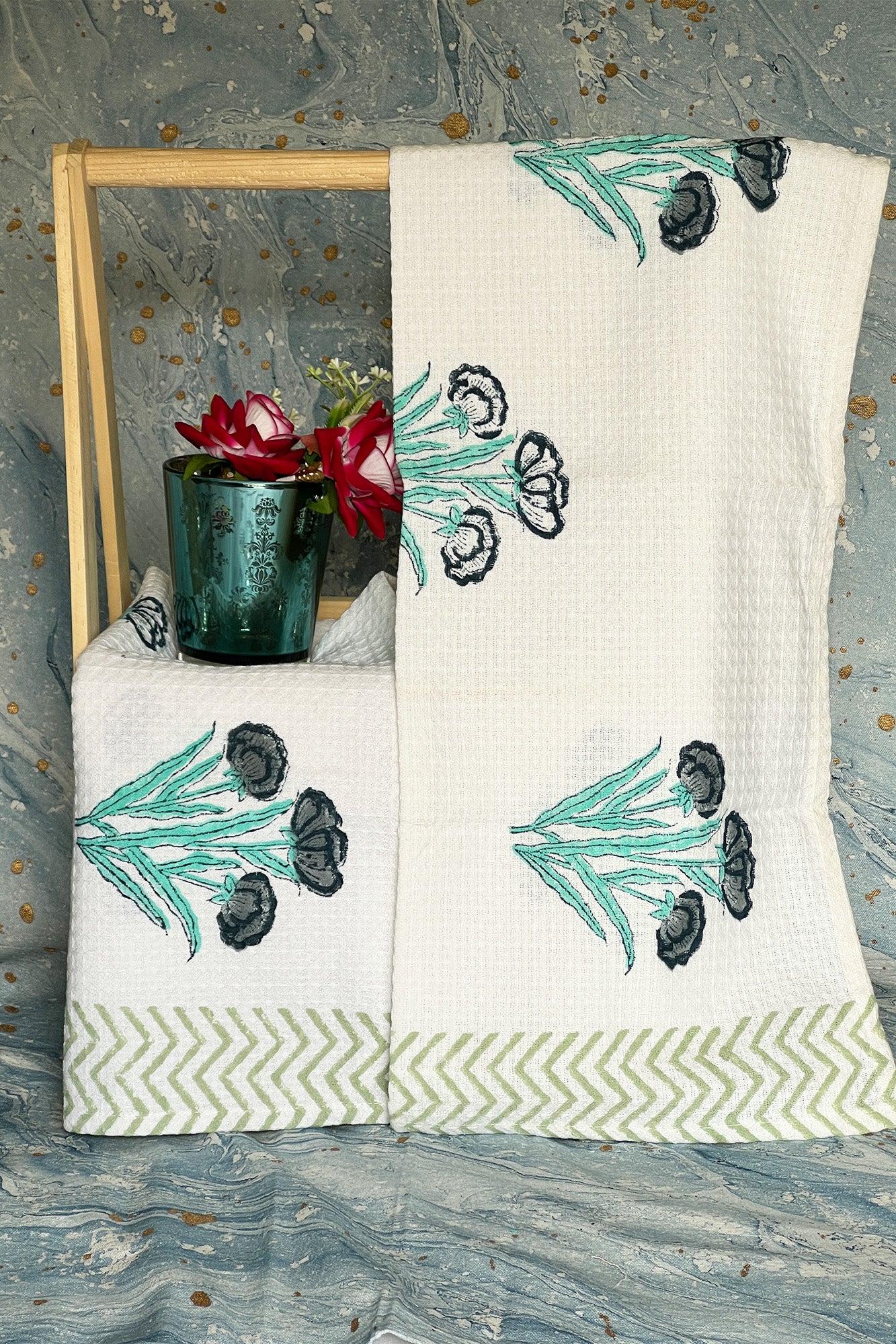 Blue Periwinkle Hand Towel Set