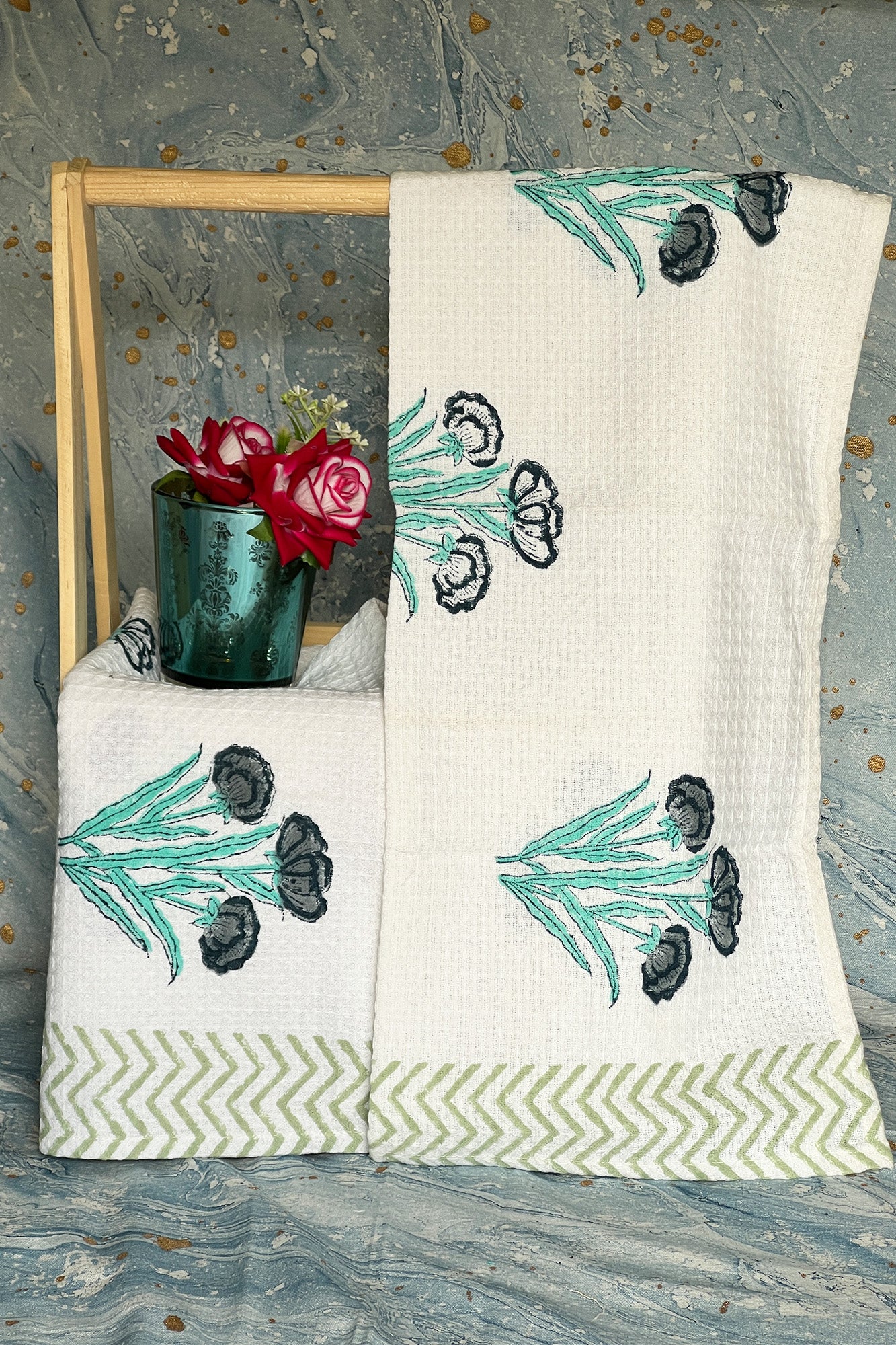 Blue Periwinkle Hand Towel Set