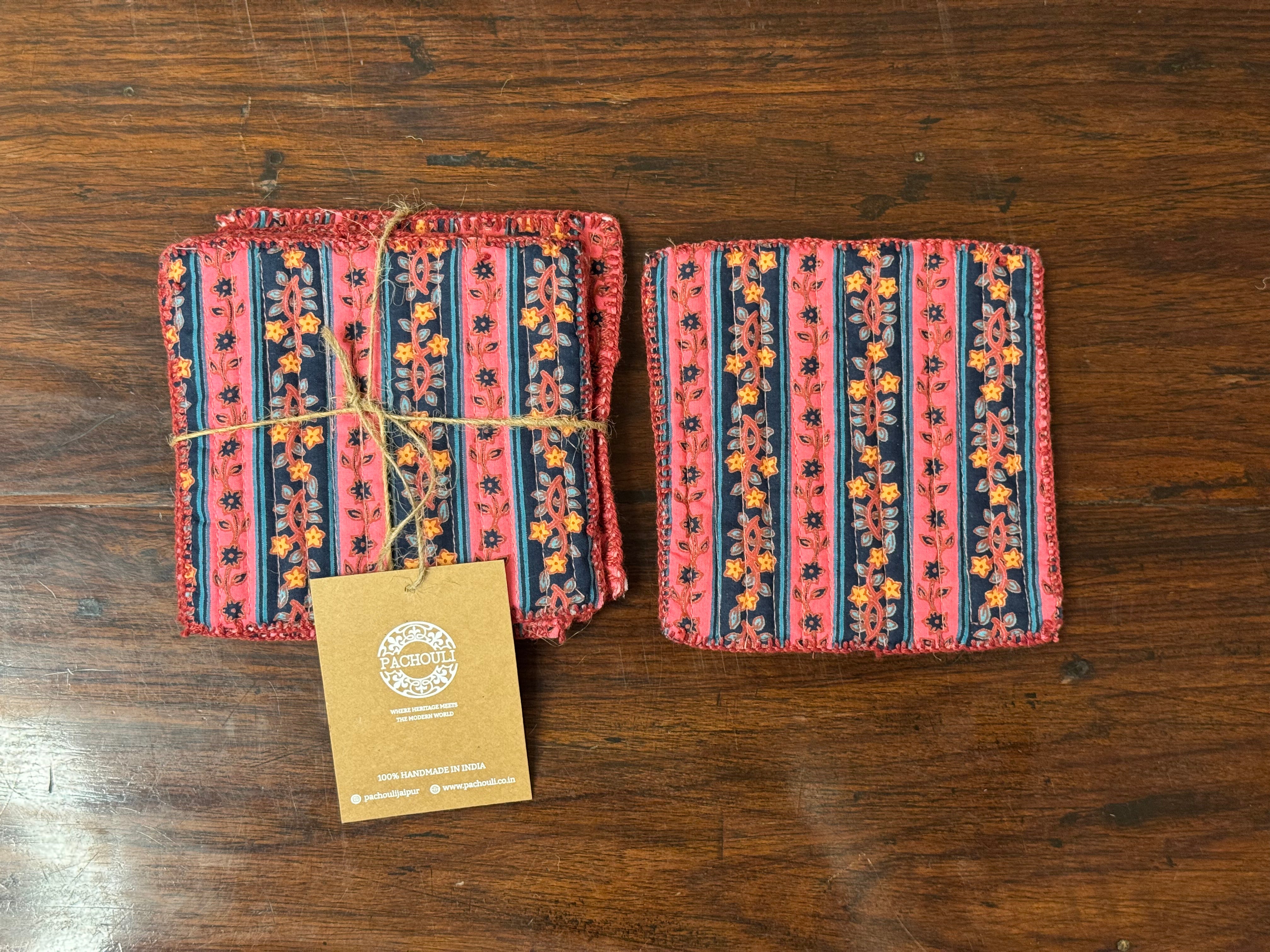 Lotus Pink Quilted Reversible Coaster Set