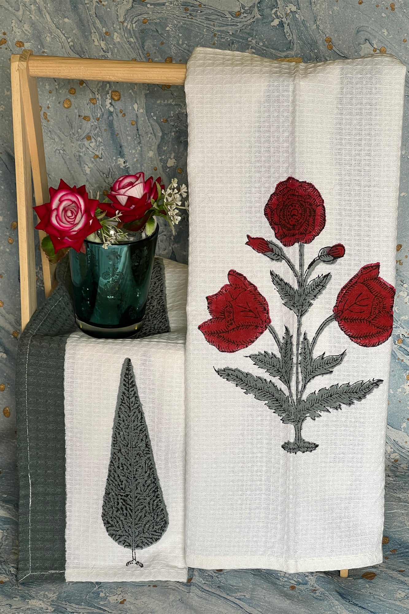 Pink Periwinkle Hand Towel Set of 2