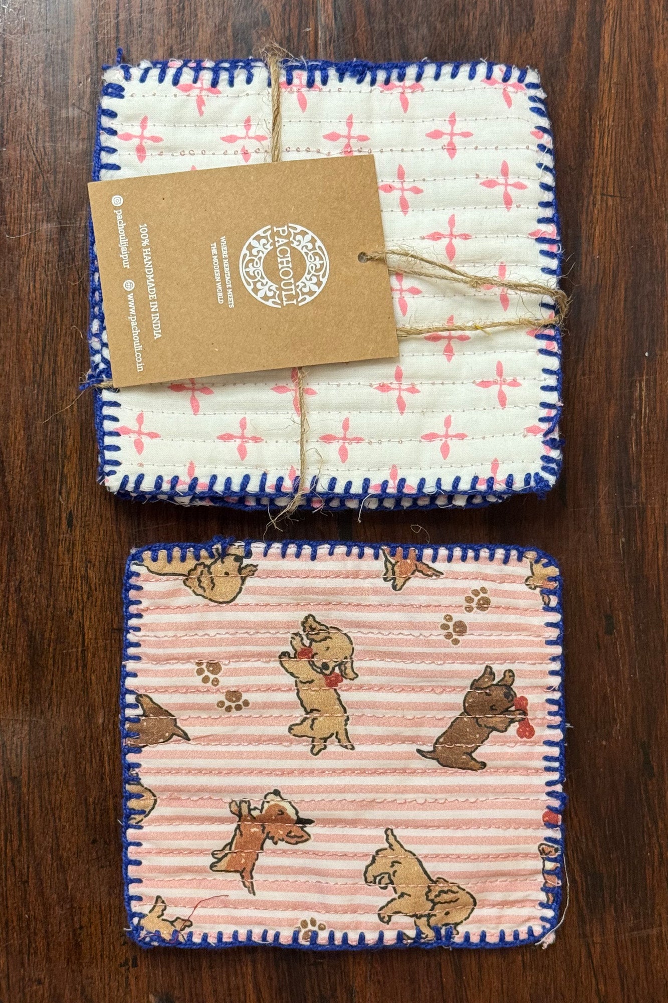 Puppies Quilted Reversible Coaster Set