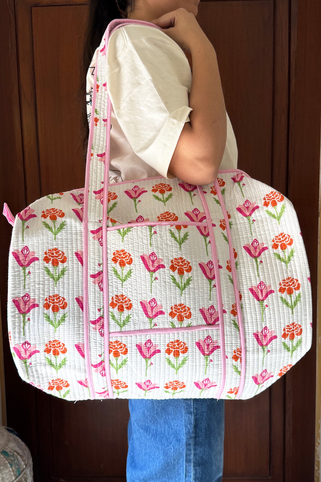 Pink Tulip Duffle Bag