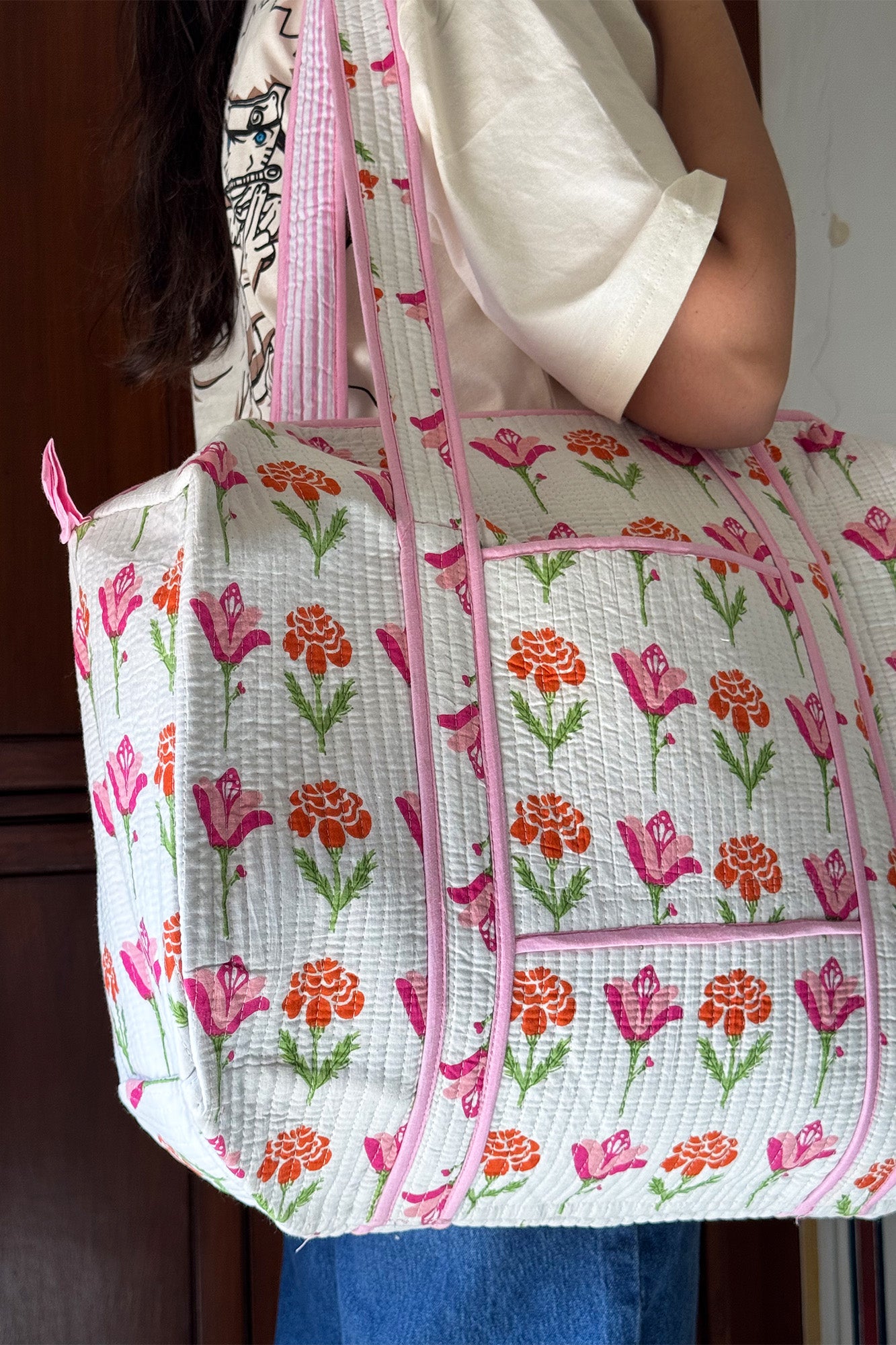 Pink Tulip Duffle Bag