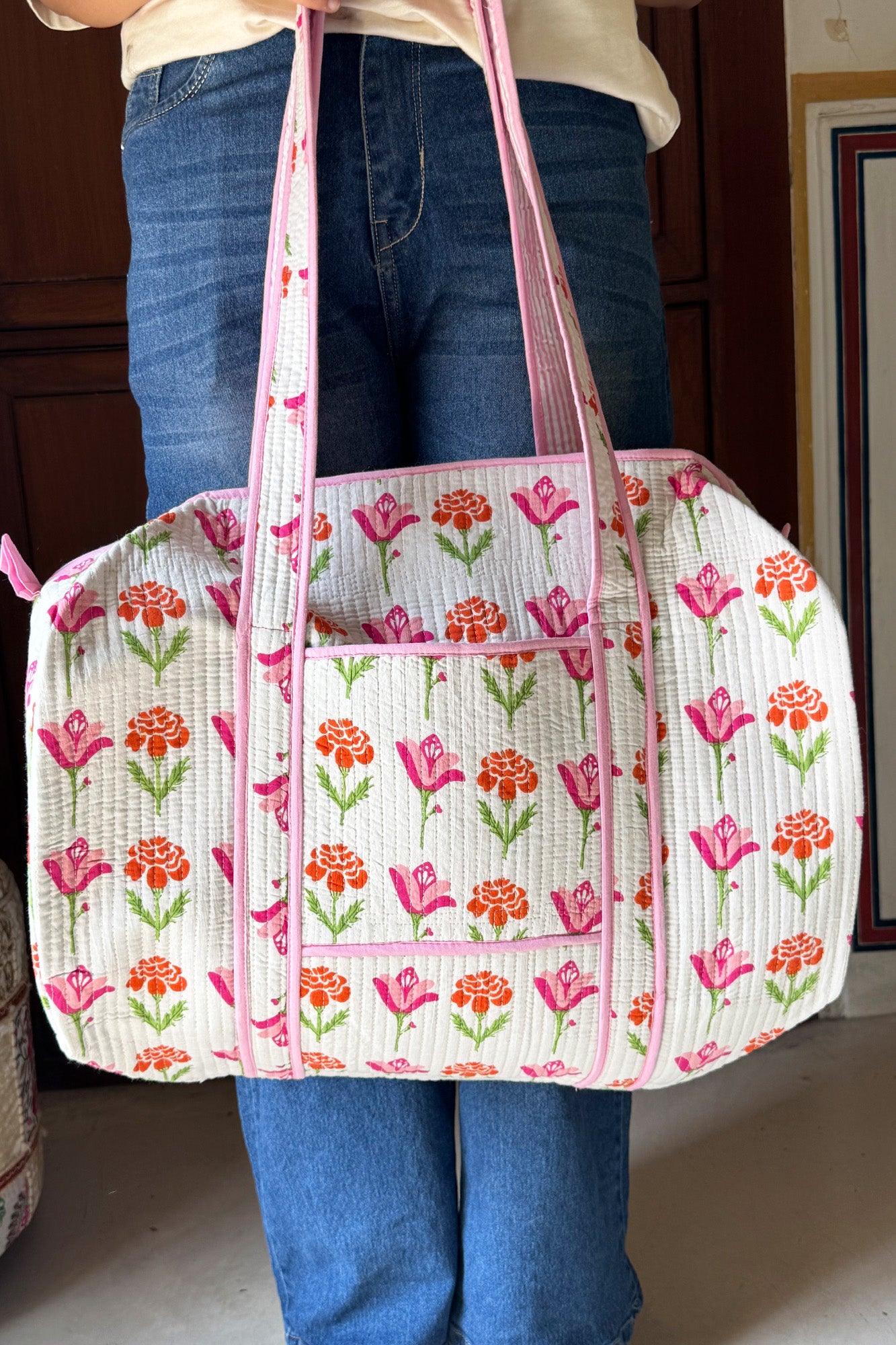 Pink Tulip Duffle Bag