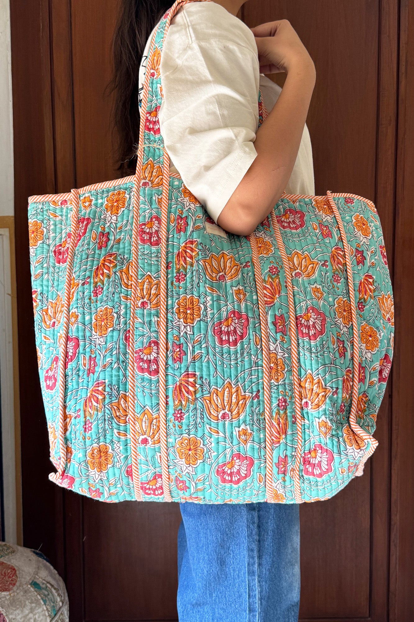 Peach Lotus Tote Bag