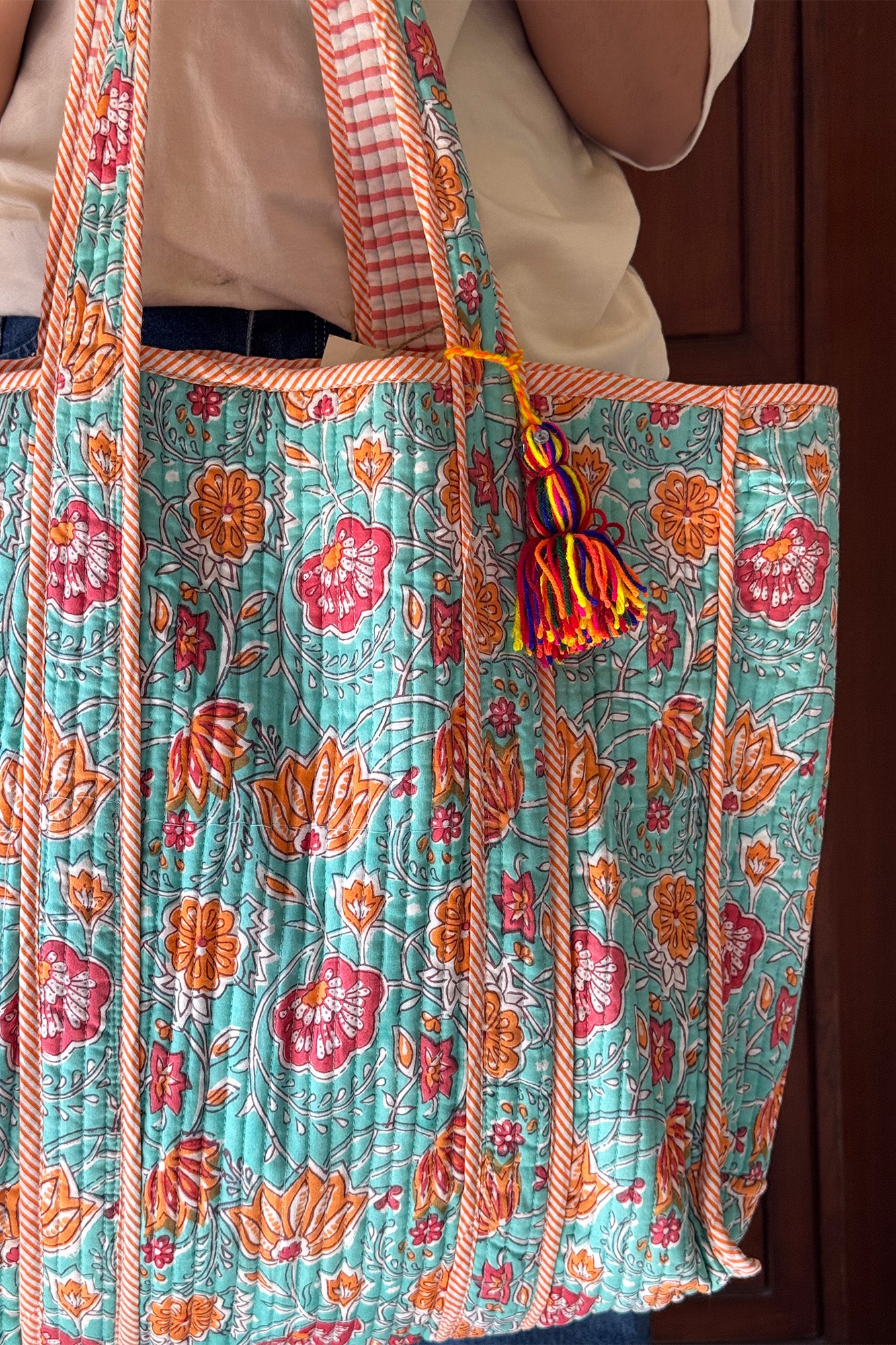 Peach Lotus Tote Bag