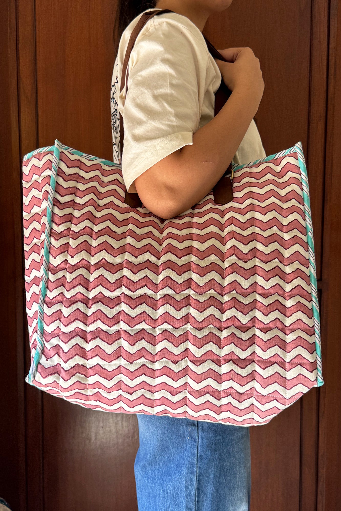 Rust Chevron Tote Bag