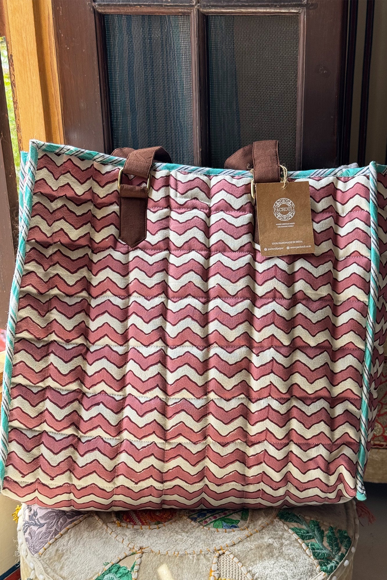 Rust Chevron Tote Bag