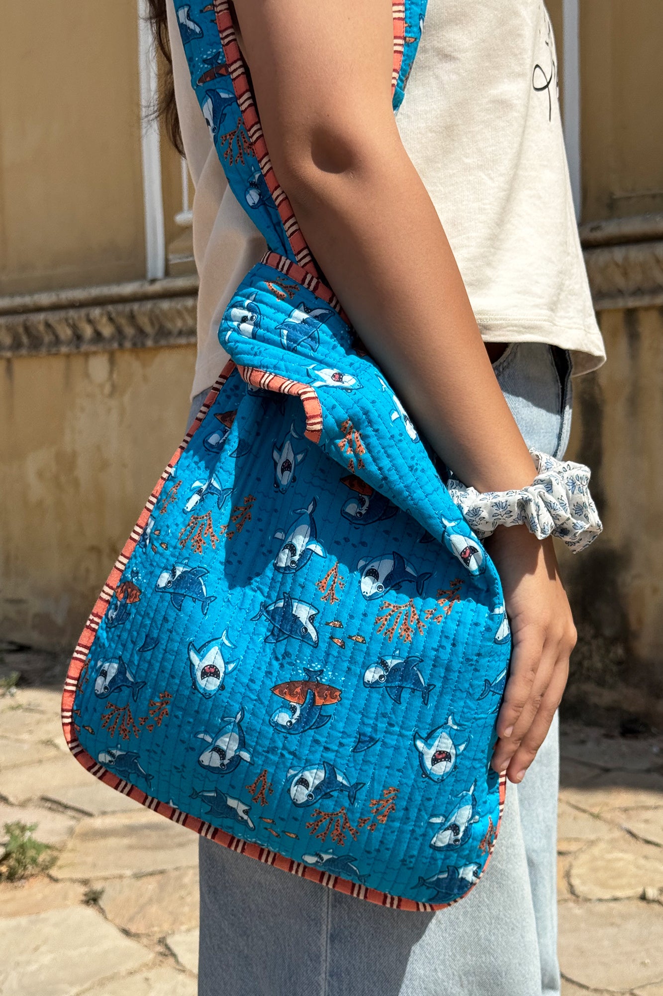Blue Dolphin Knot Bag