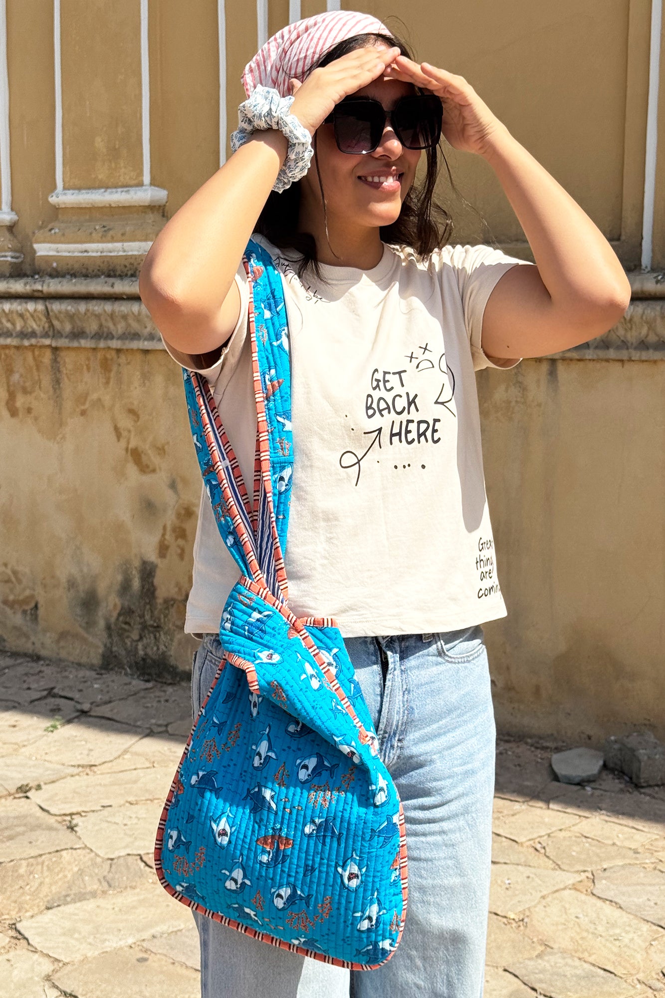 Blue Dolphin Knot Bag