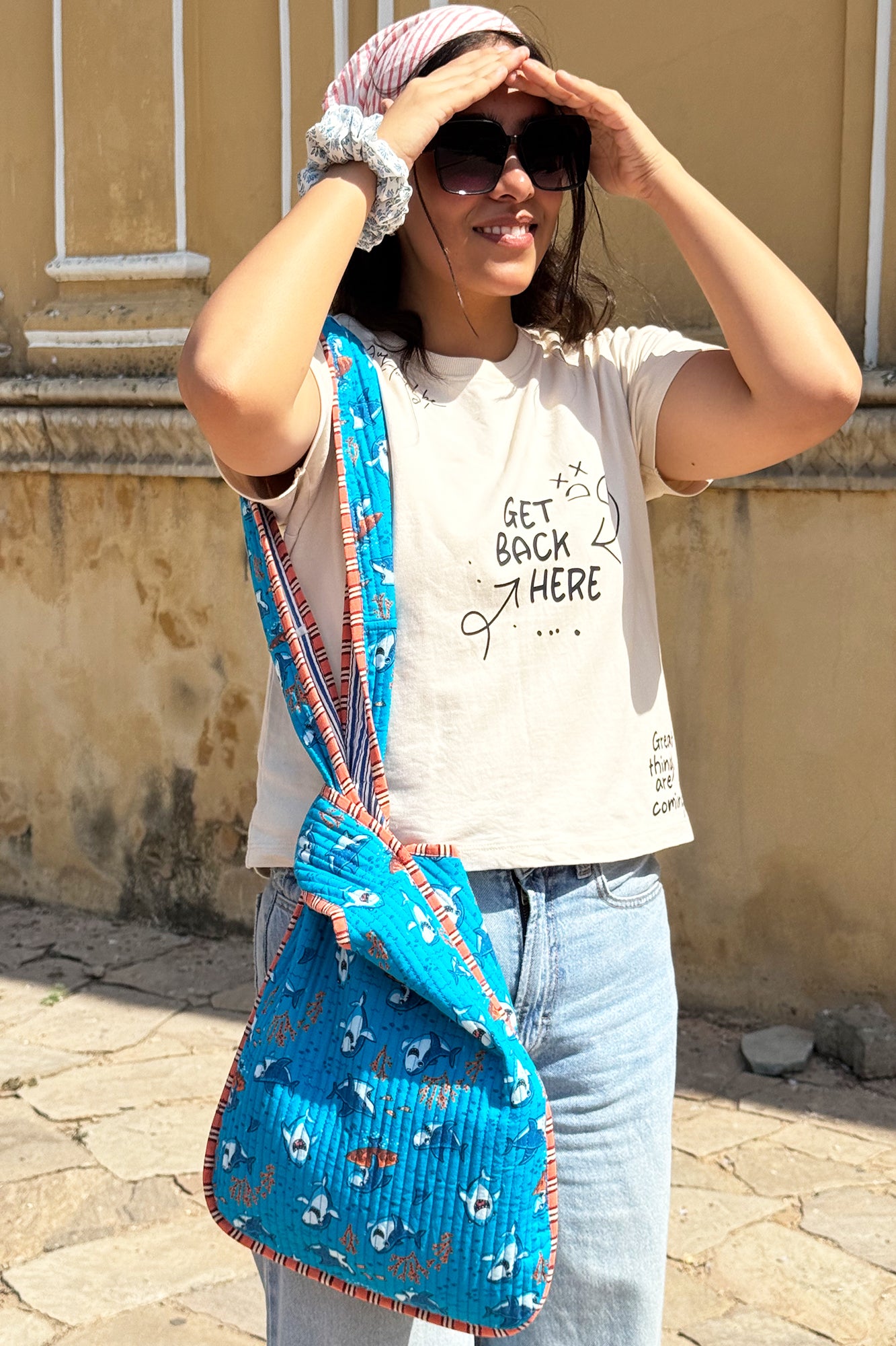 Blue Dolphin Knot Bag