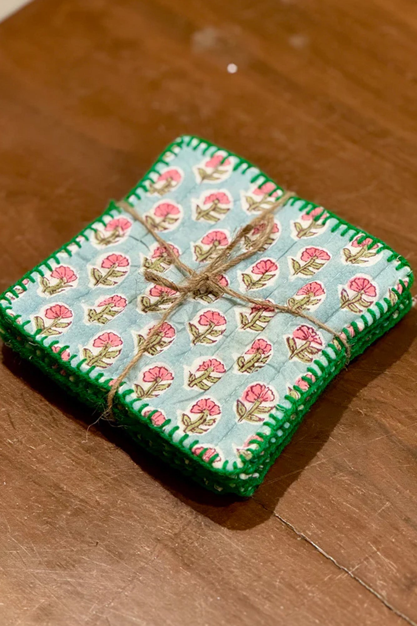 Green Lotus Quilted Coaster