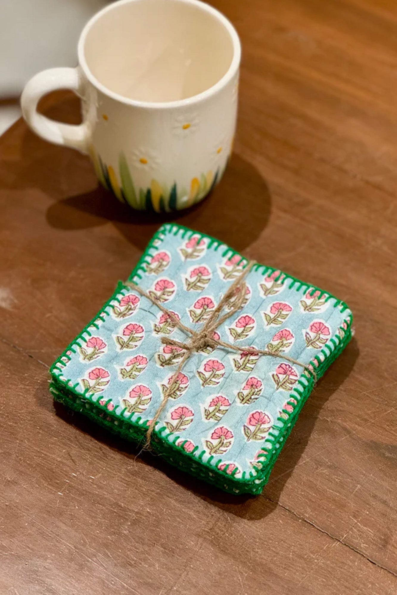 Green Lotus Quilted Coaster
