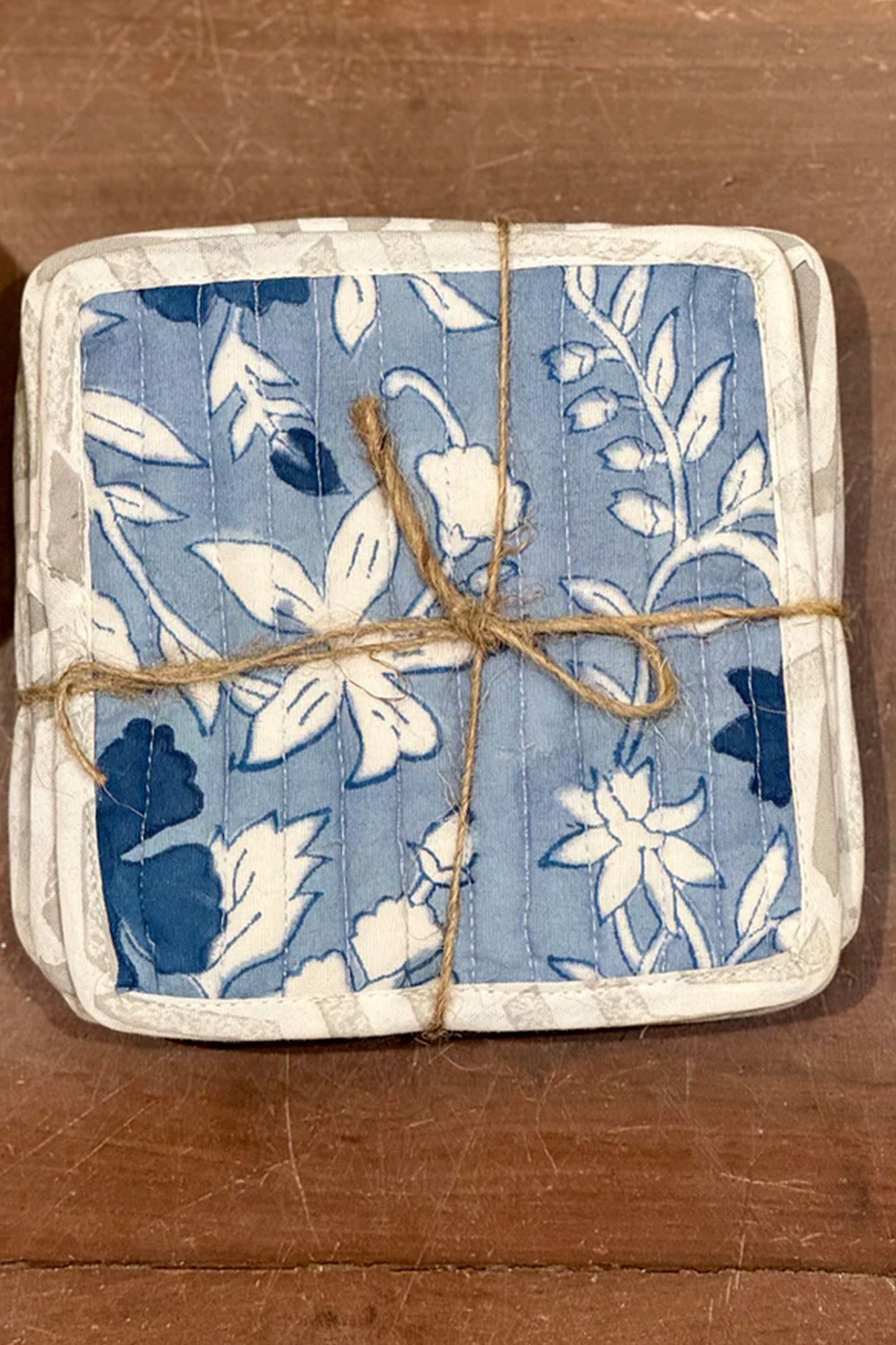 Grey Floral Jaal Coasters Set