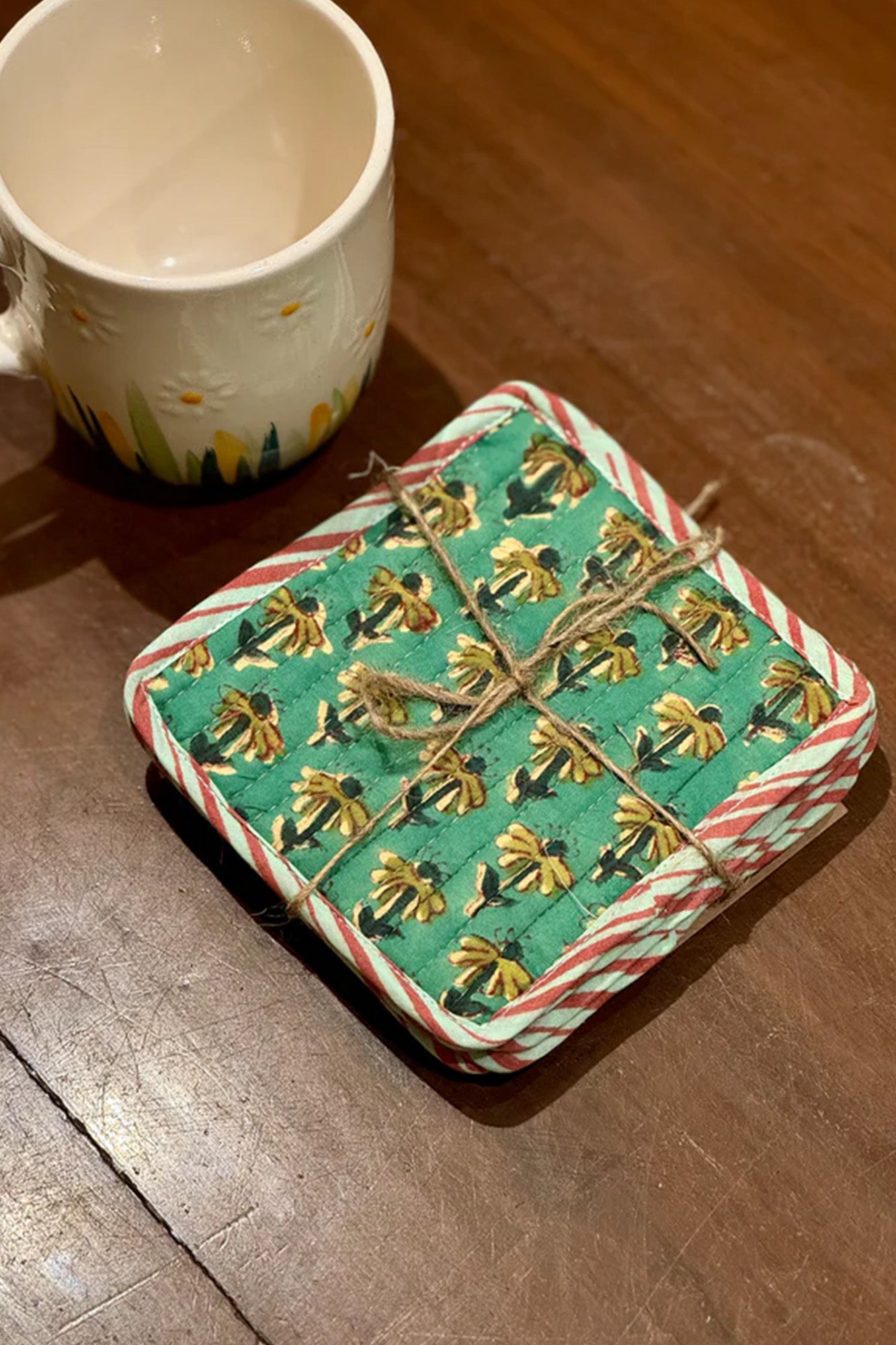 Green Lotus Coasters Set