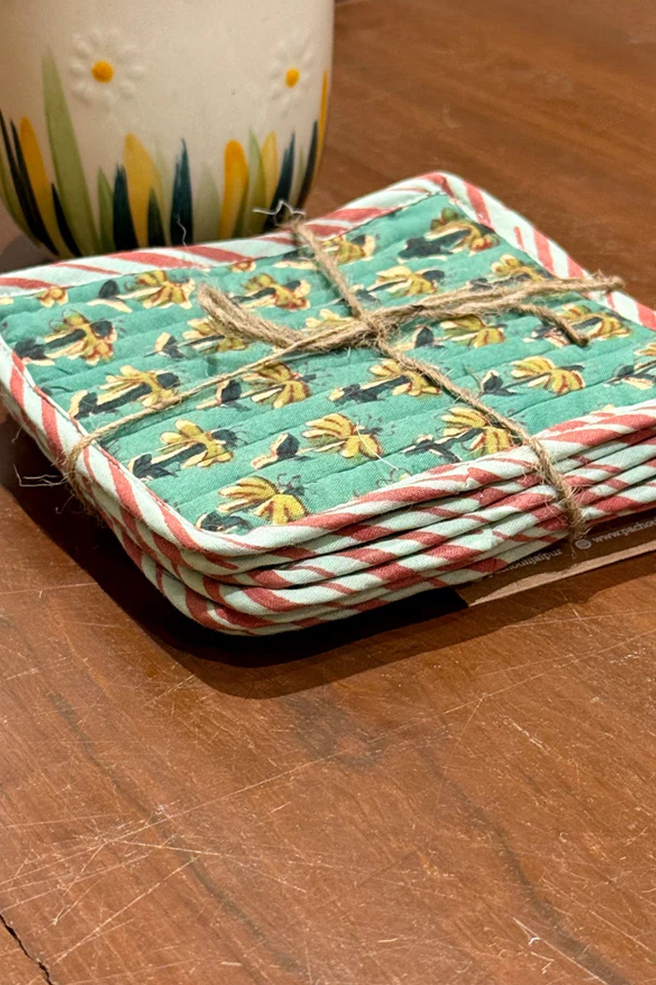 Green Lotus Coasters Set
