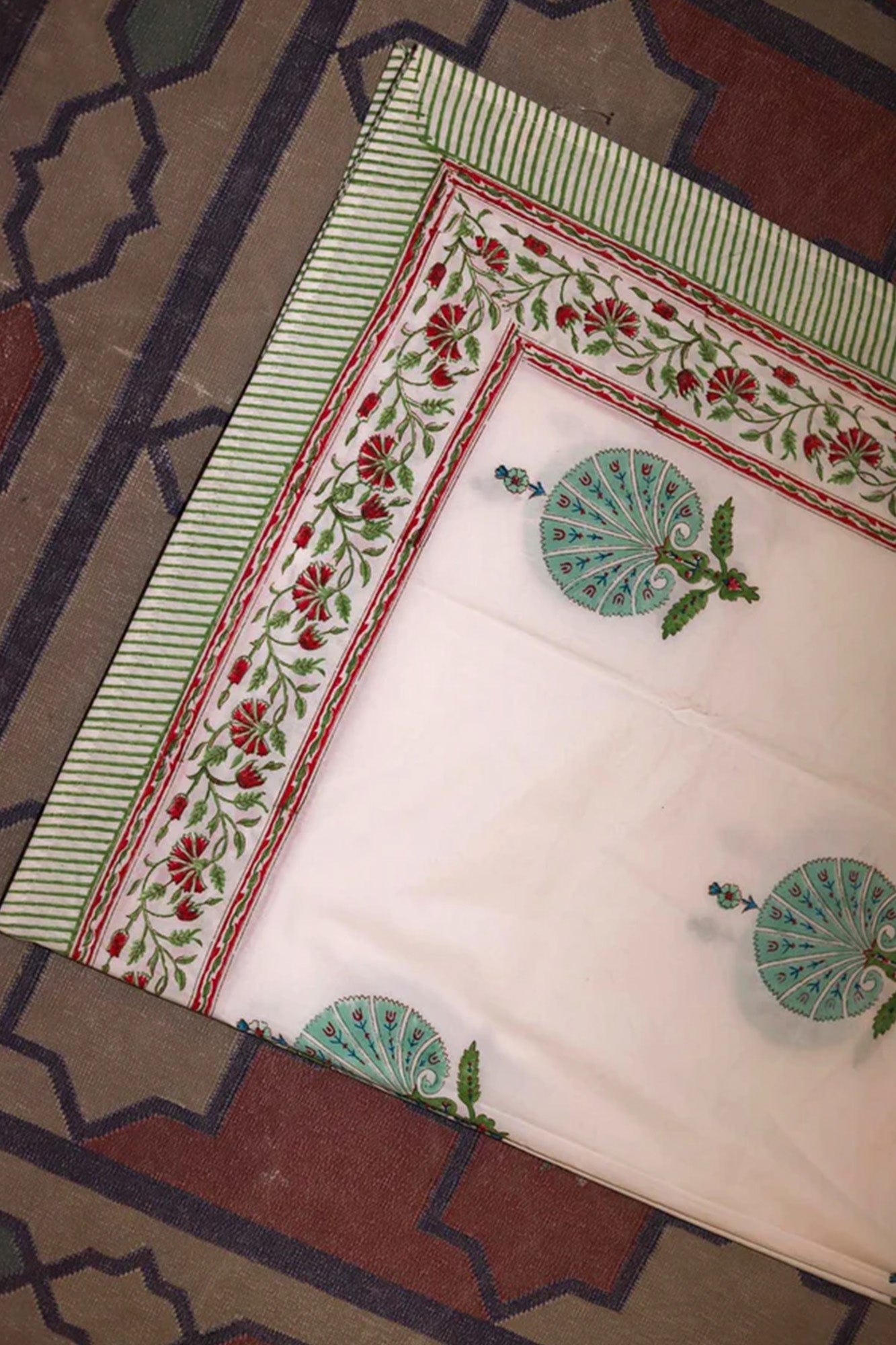 Bed Sheet Mughal Shrine Green