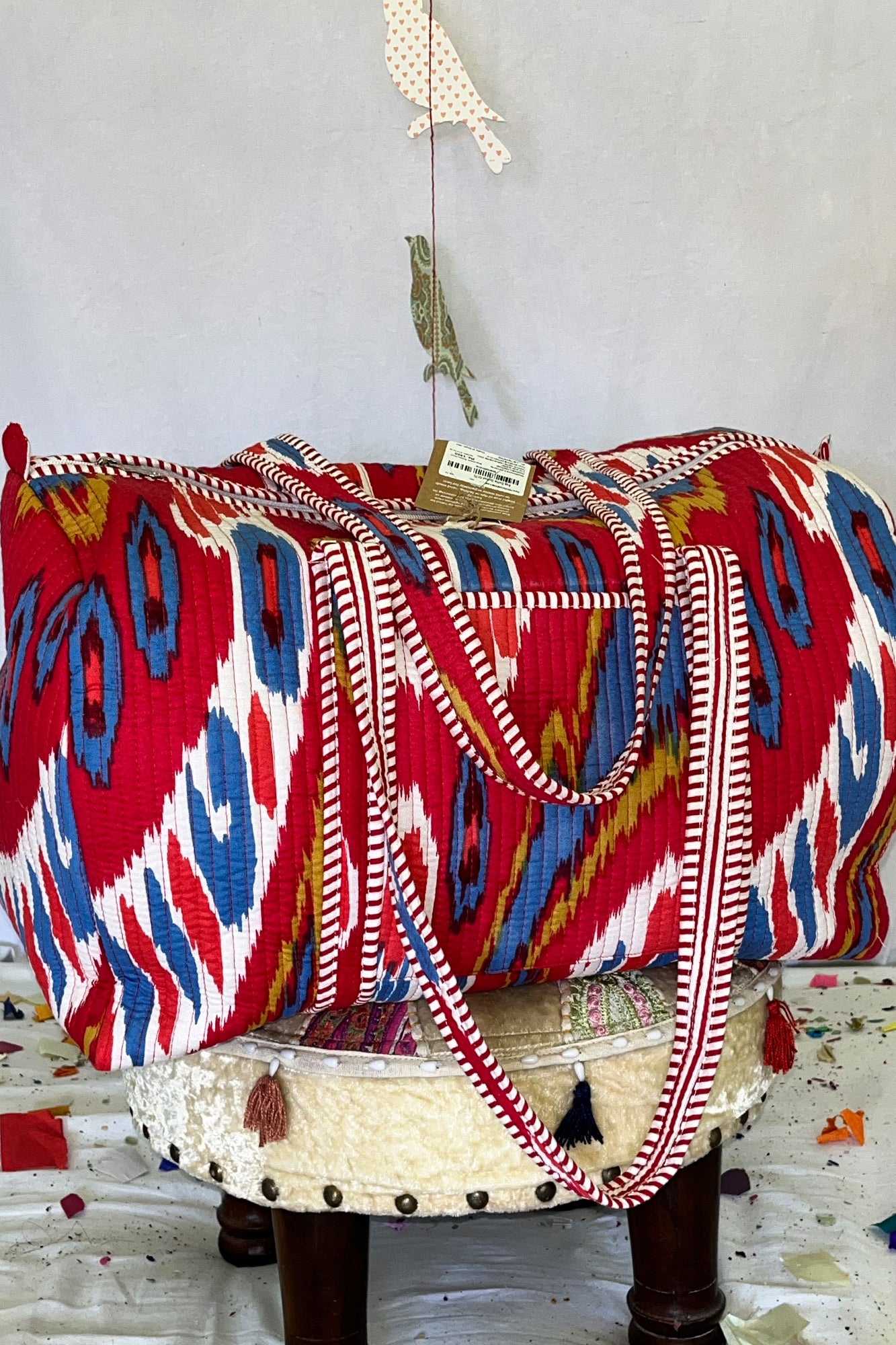 Bag Duffle Red Ikkat