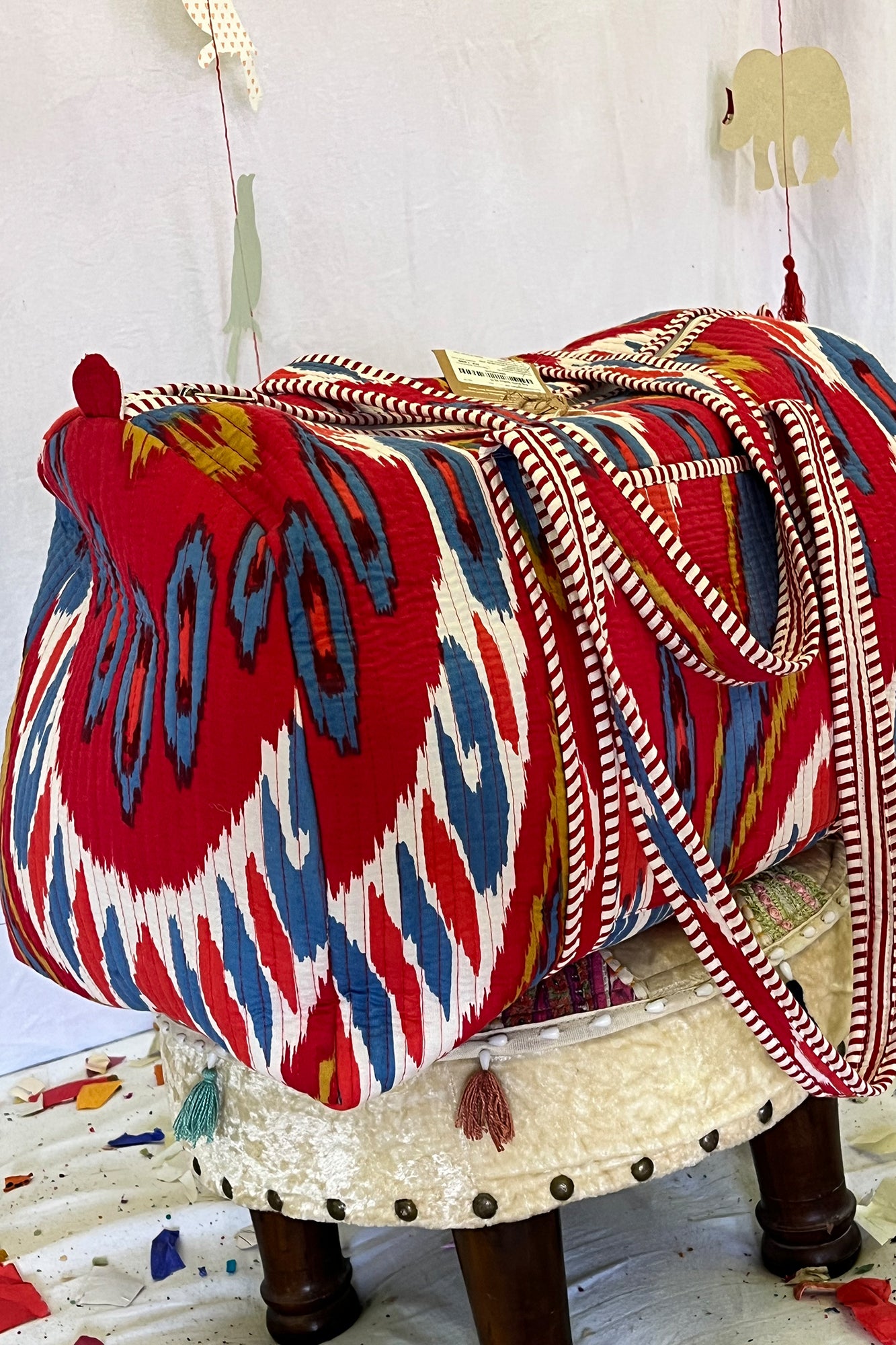 Bag Duffle Red Ikkat