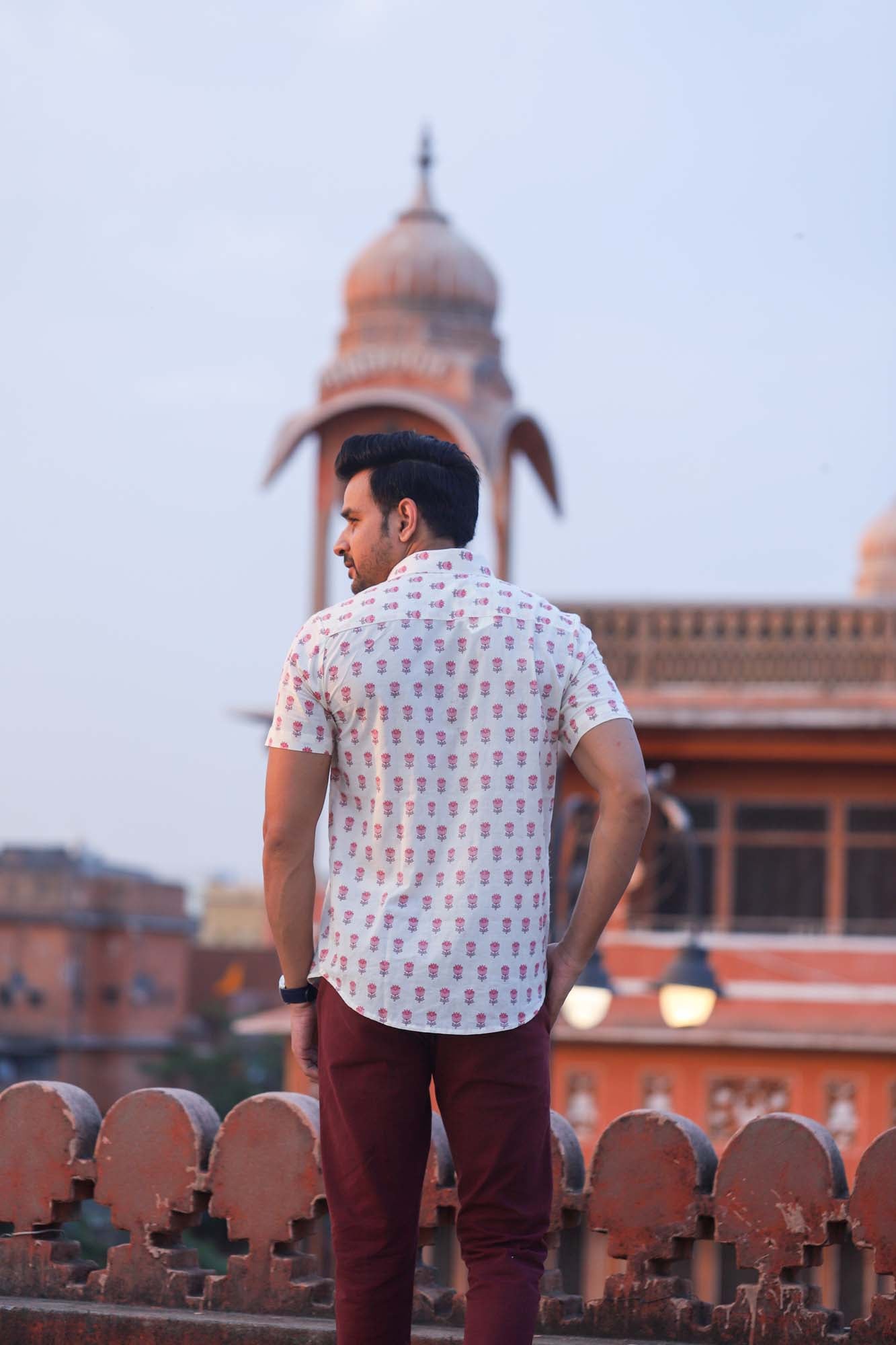 Shirt Half Sleeve Mens Nalin Pink
