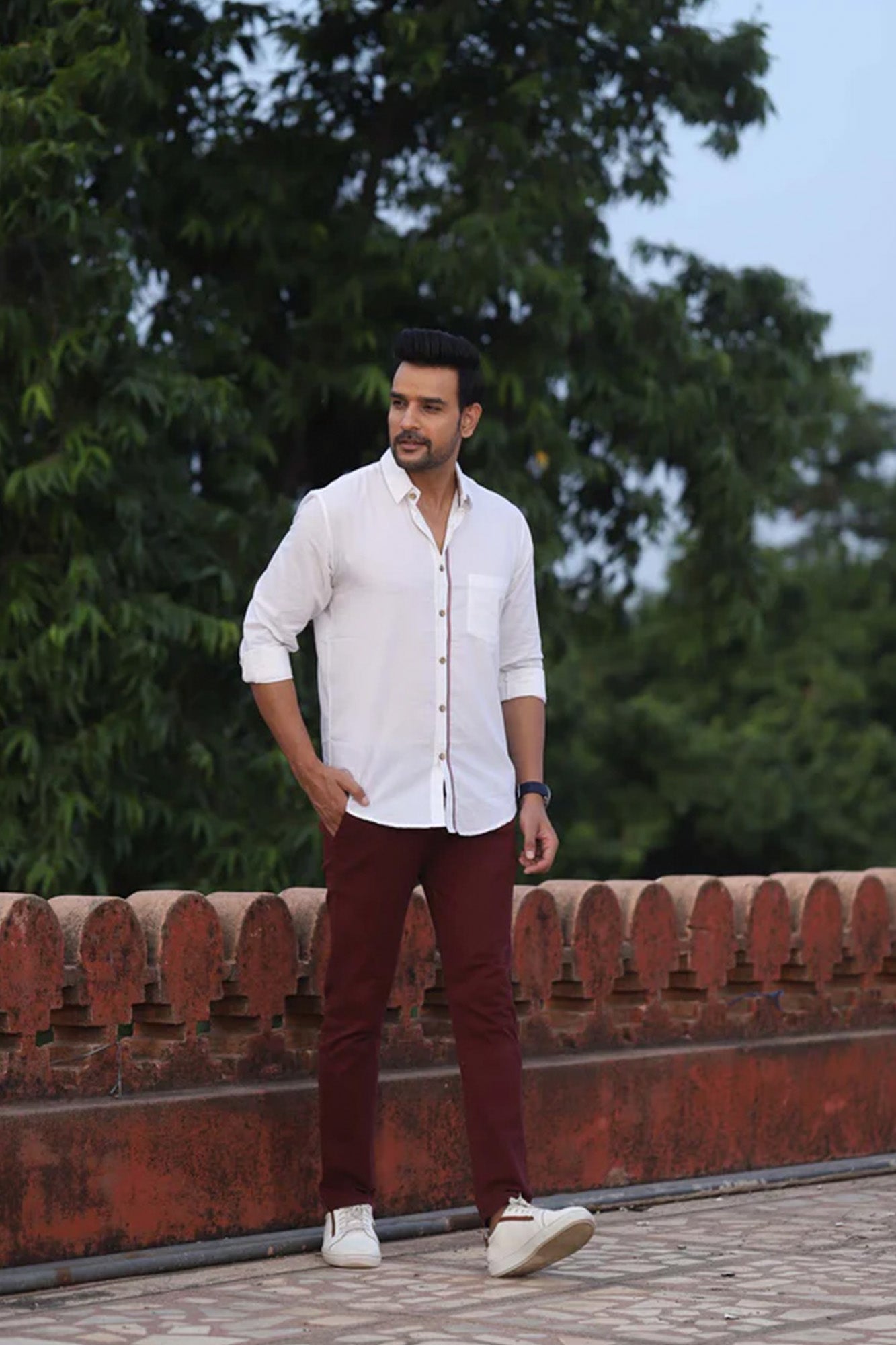 Shirt Full Sleeve Mens Lace White