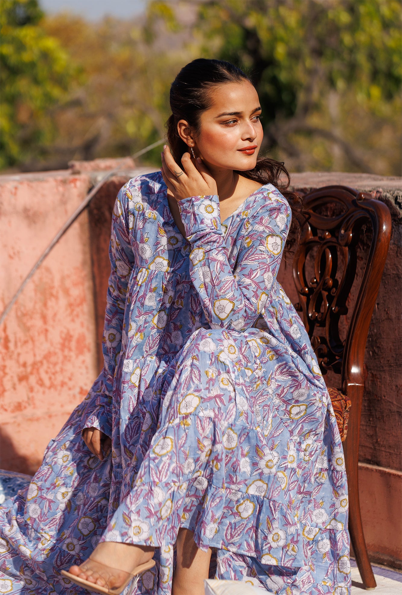 Flourishing Blue Tier Dress