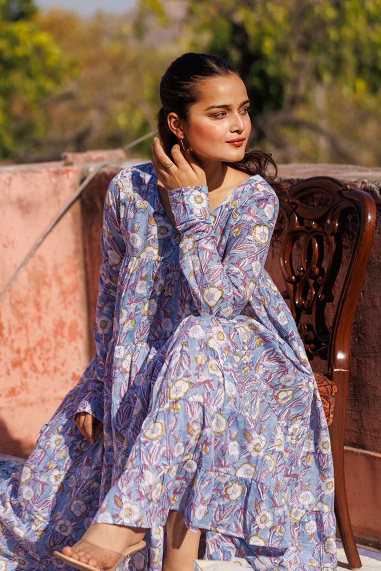 Flourishing Blue Tier Dress
